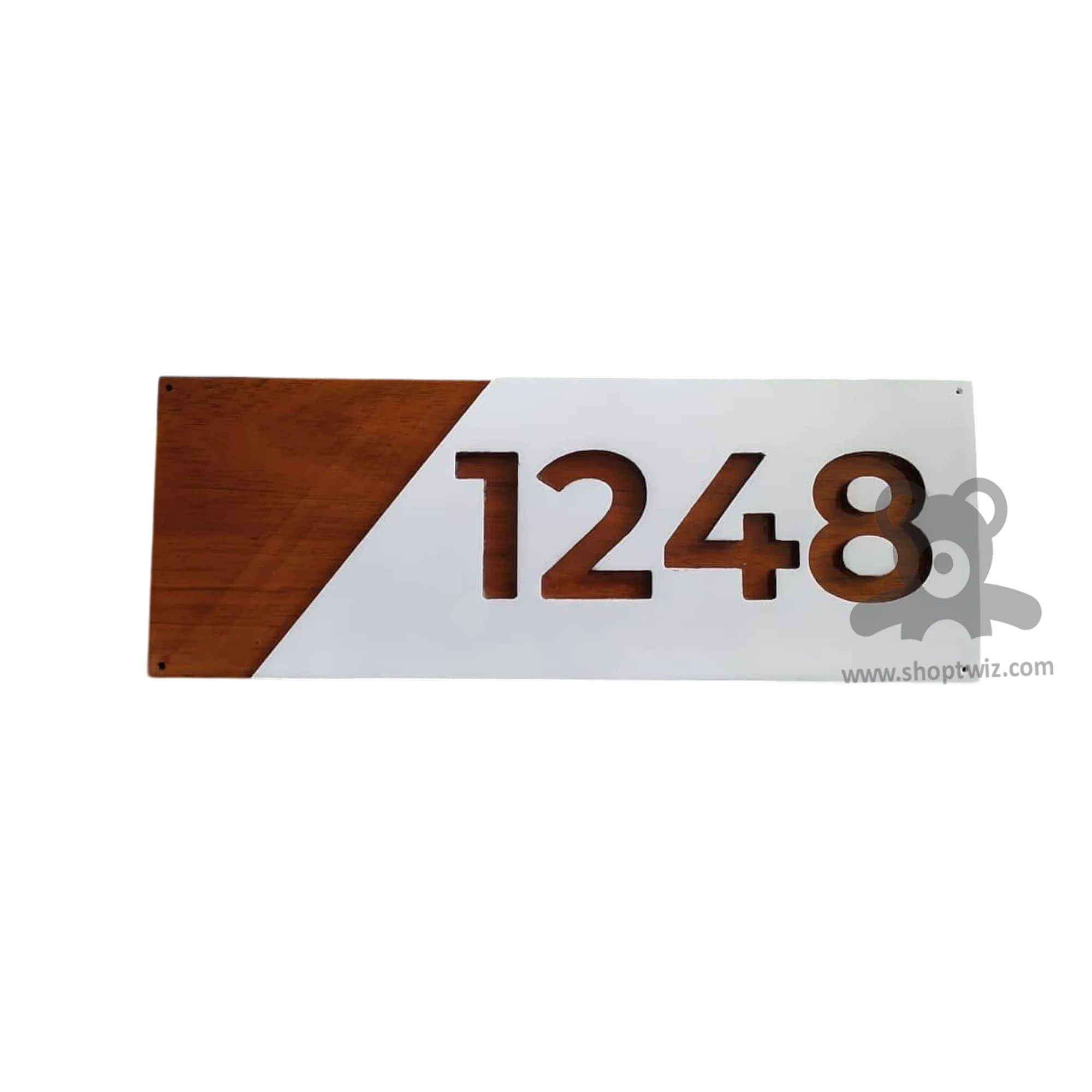 ShopTwiz Rectangle Wood And White Acrylic Design Name Plate for House and Office - Image 2
