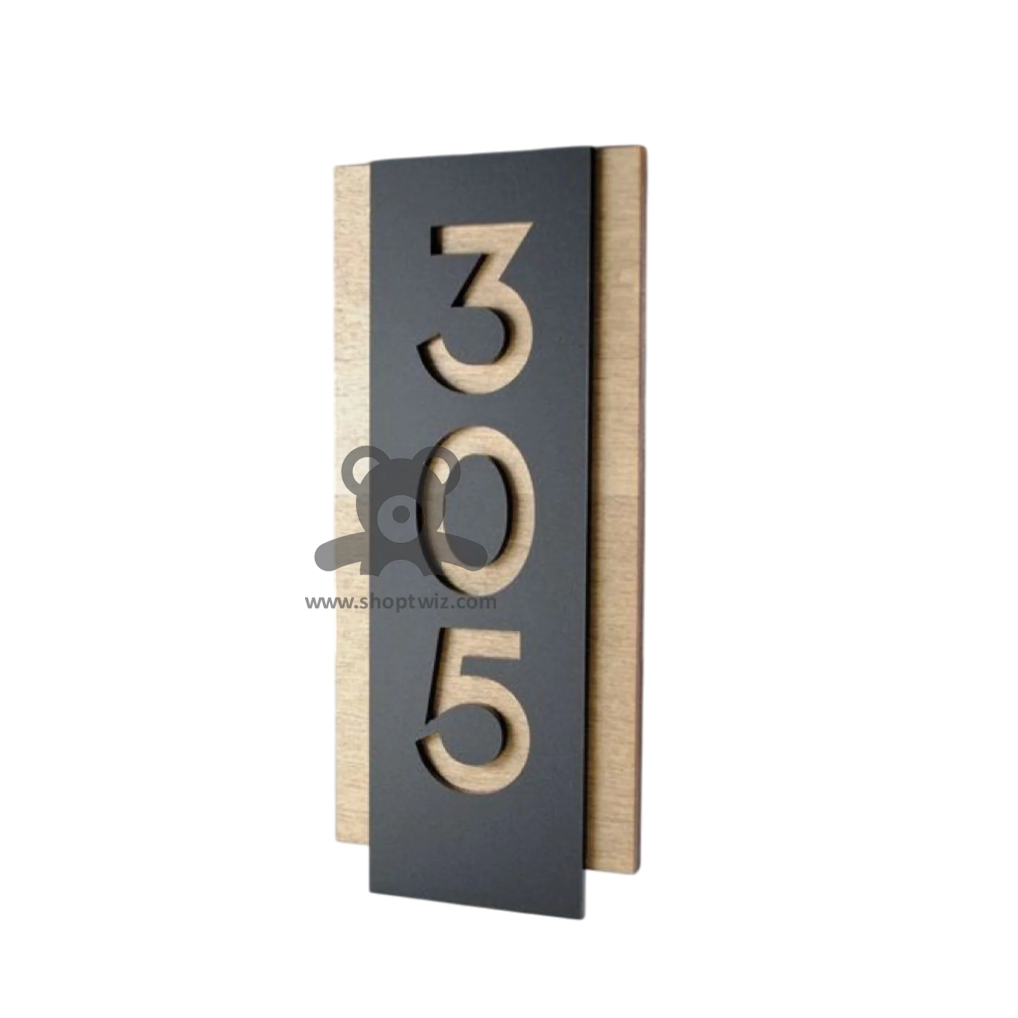 ShopTwiz Rectangle Wood Black Acrylic Name Plate for House and Office - Image 2