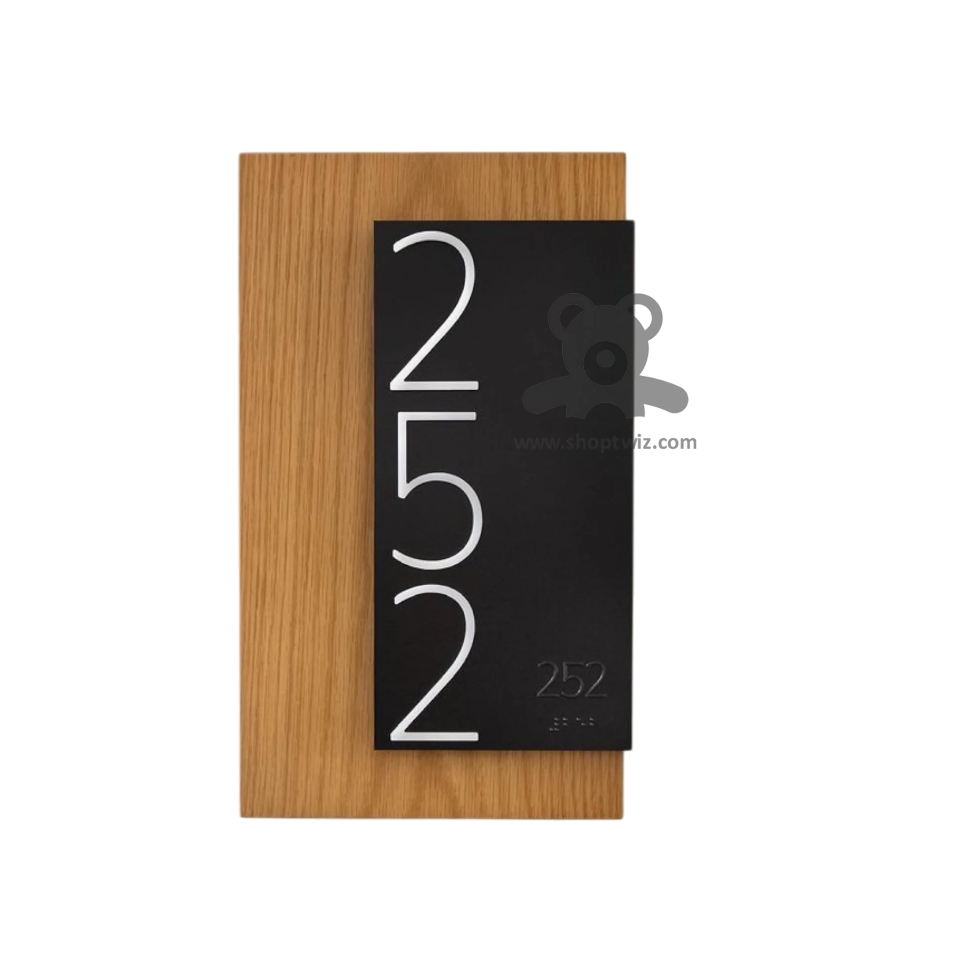 ShopTwiz Rectangle Wood Black Acrylic White Letter Name Plate for House and Office - Image 2