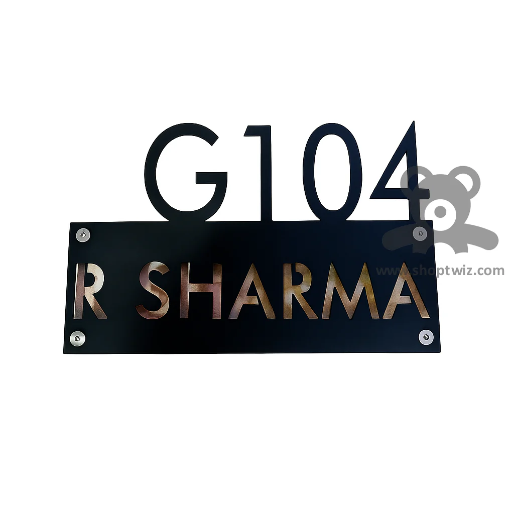 ShopTwiz Rectangle Wood Black Letter Name Plate for House and Office - Image 2