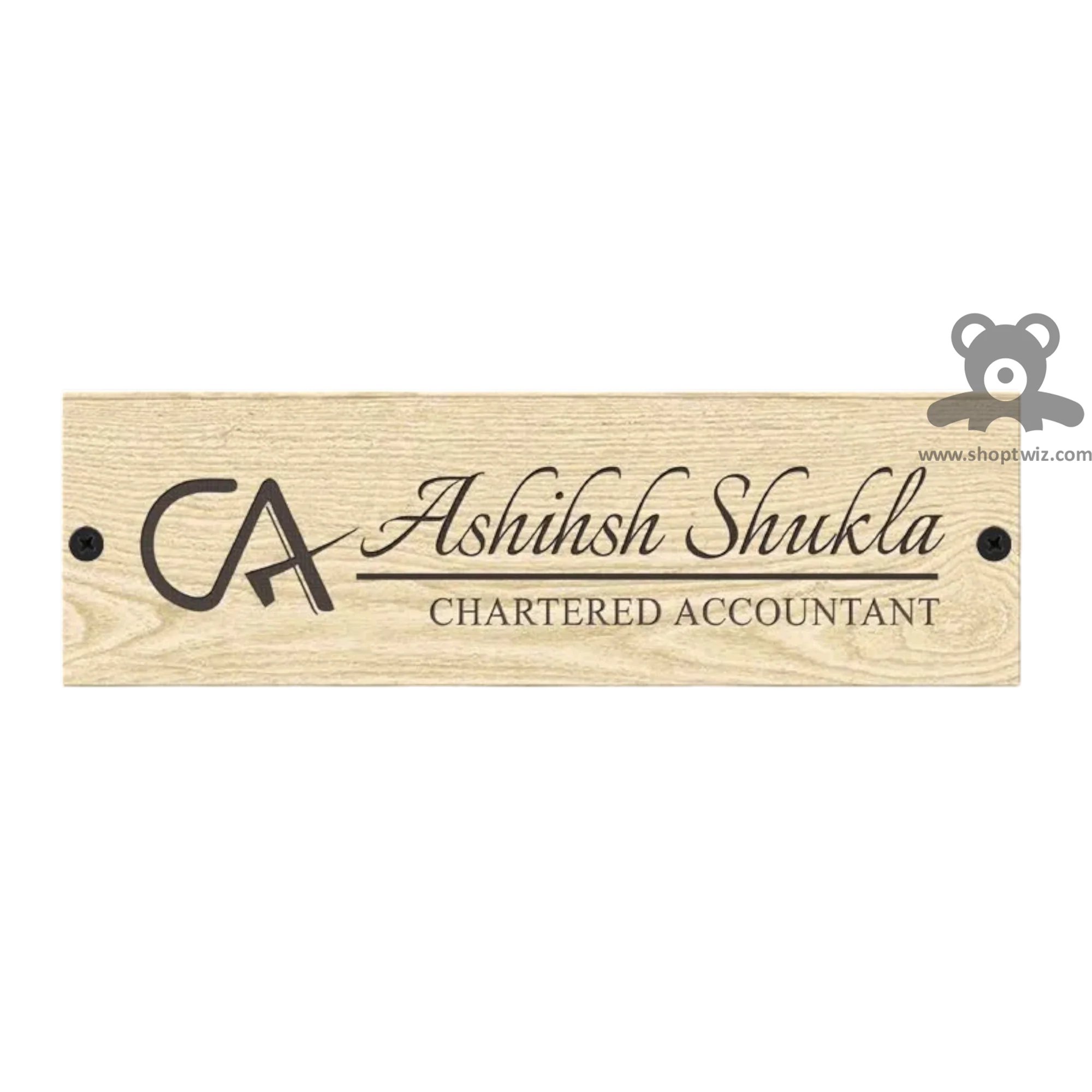 ShopTwiz Rectangle Wood Black Letter Name Plate for House and Office