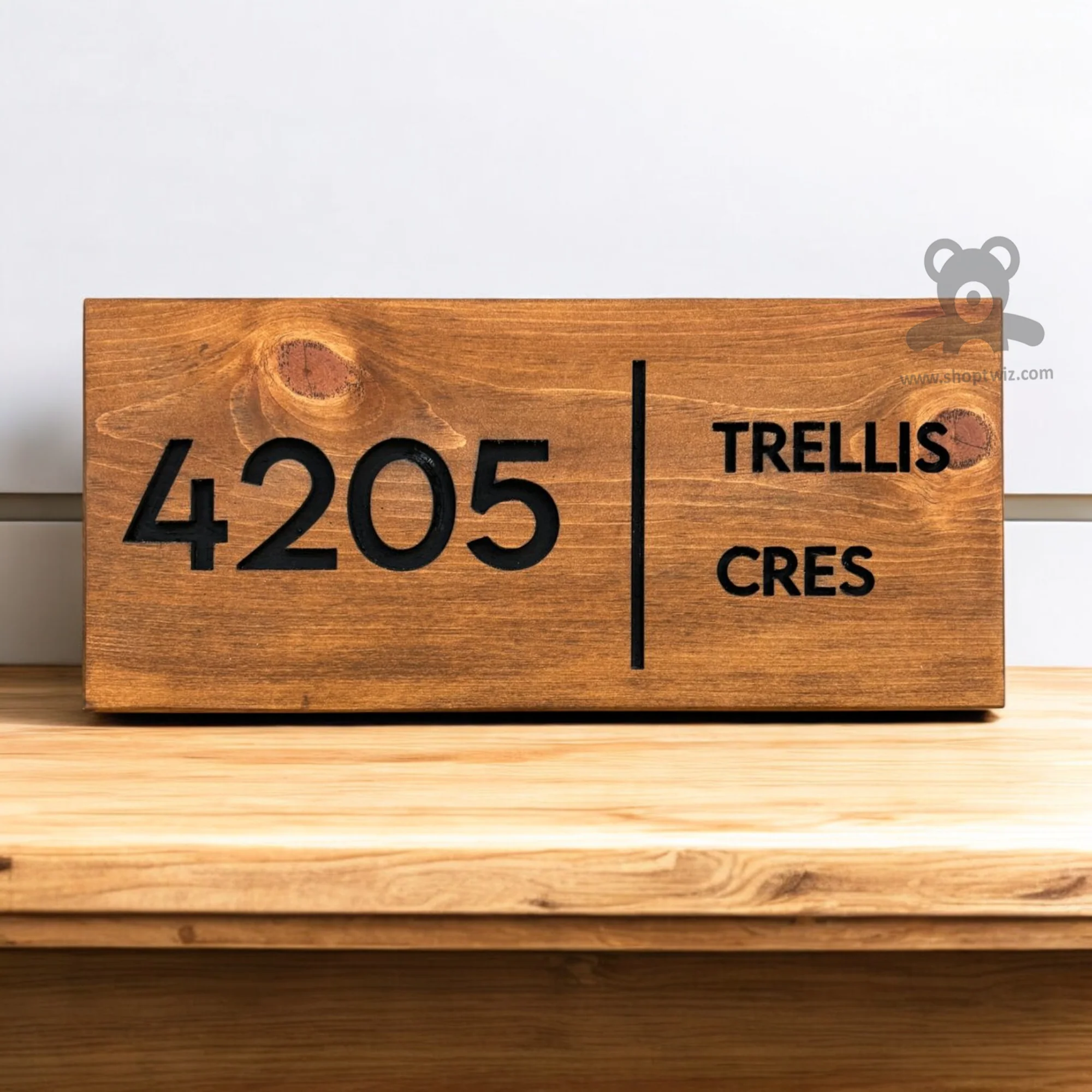 ShopTwiz Rectangle Wood Black Letter Text Name Plate for House and Office