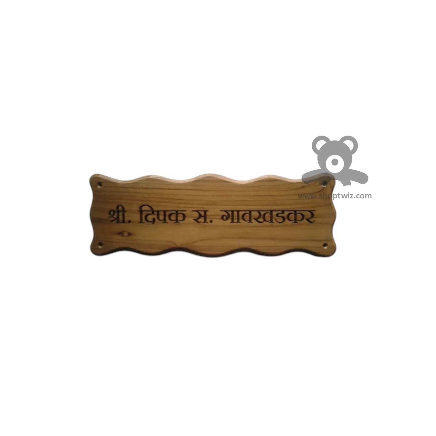 ShopTwiz Rectangle Wood Design Black Letter Name Plate for House and Office - Image 2