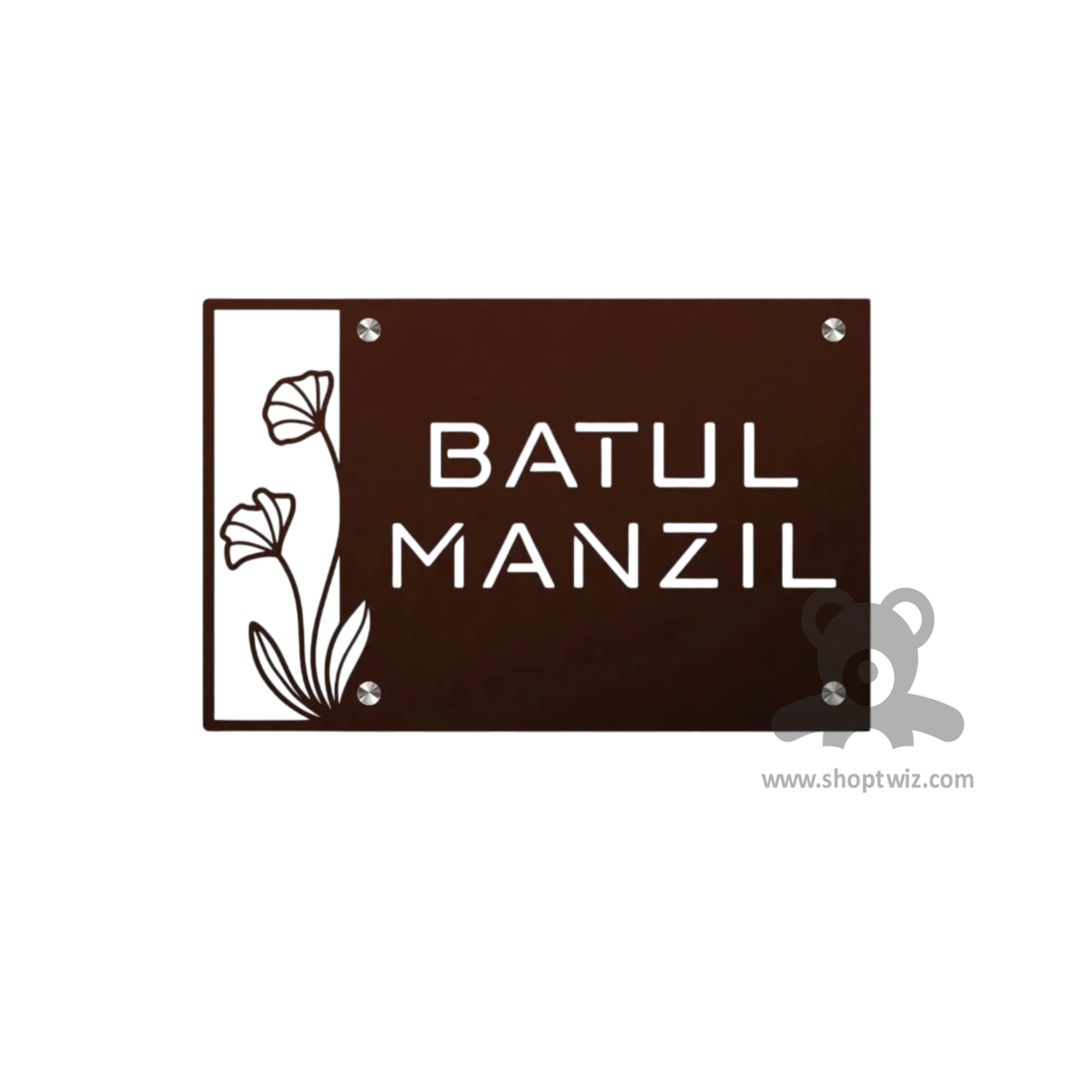 ShopTwiz Rectangle Wood Design Name Plate for House and Office - Image 2