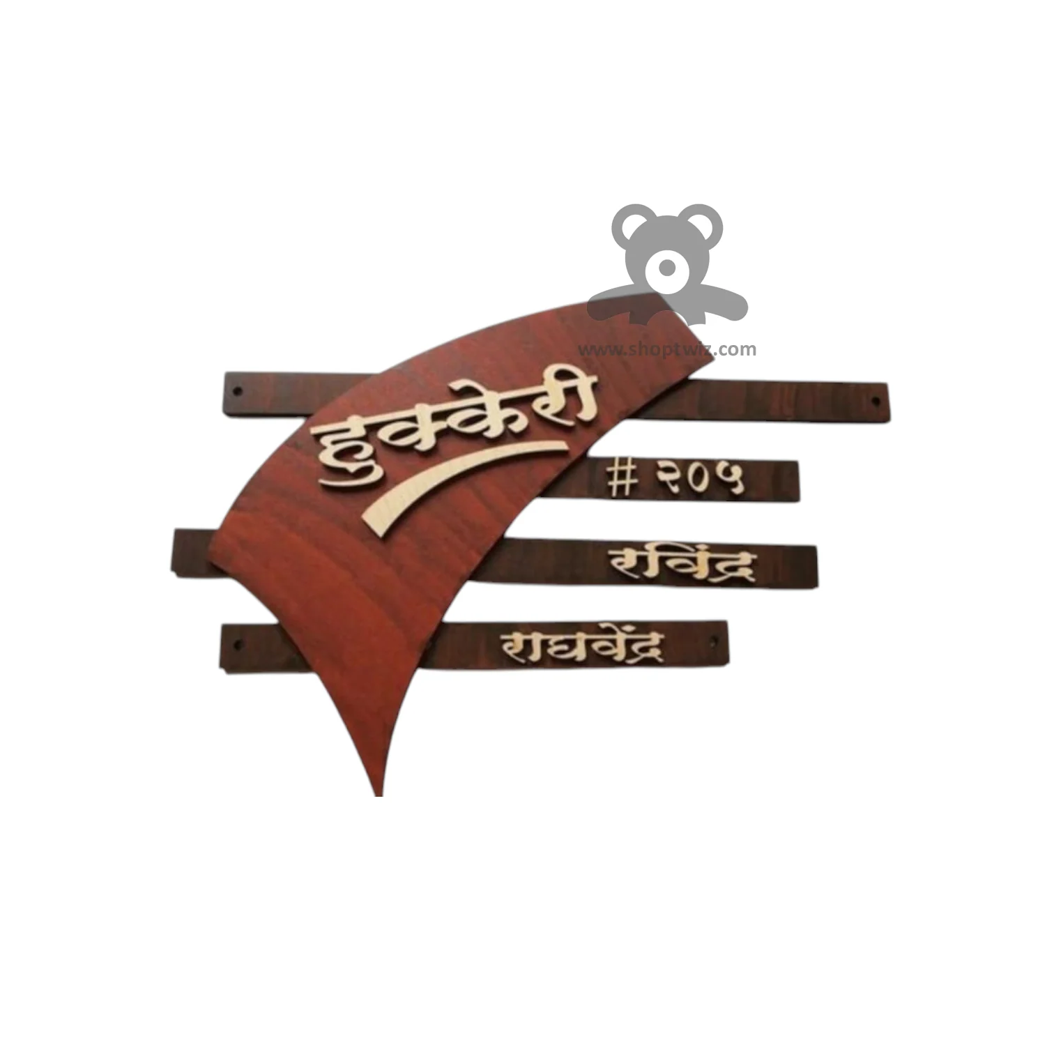 ShopTwiz Rectangle Wood Golden Letter Name Plate for House and Office - Image 2