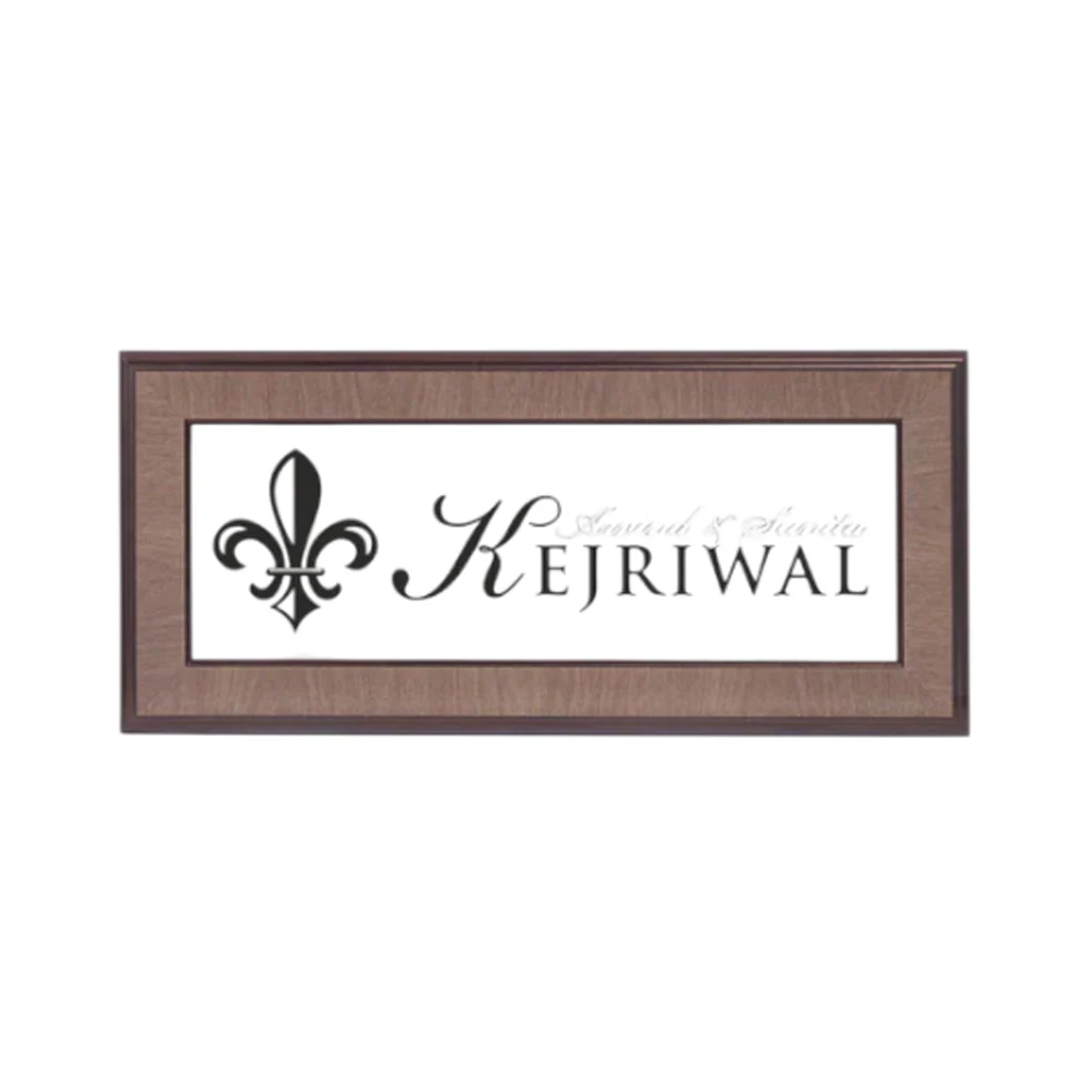 ShopTwiz Rectangle Wood White Acrylic Black Letter Name Plate for House and Office - Image 2