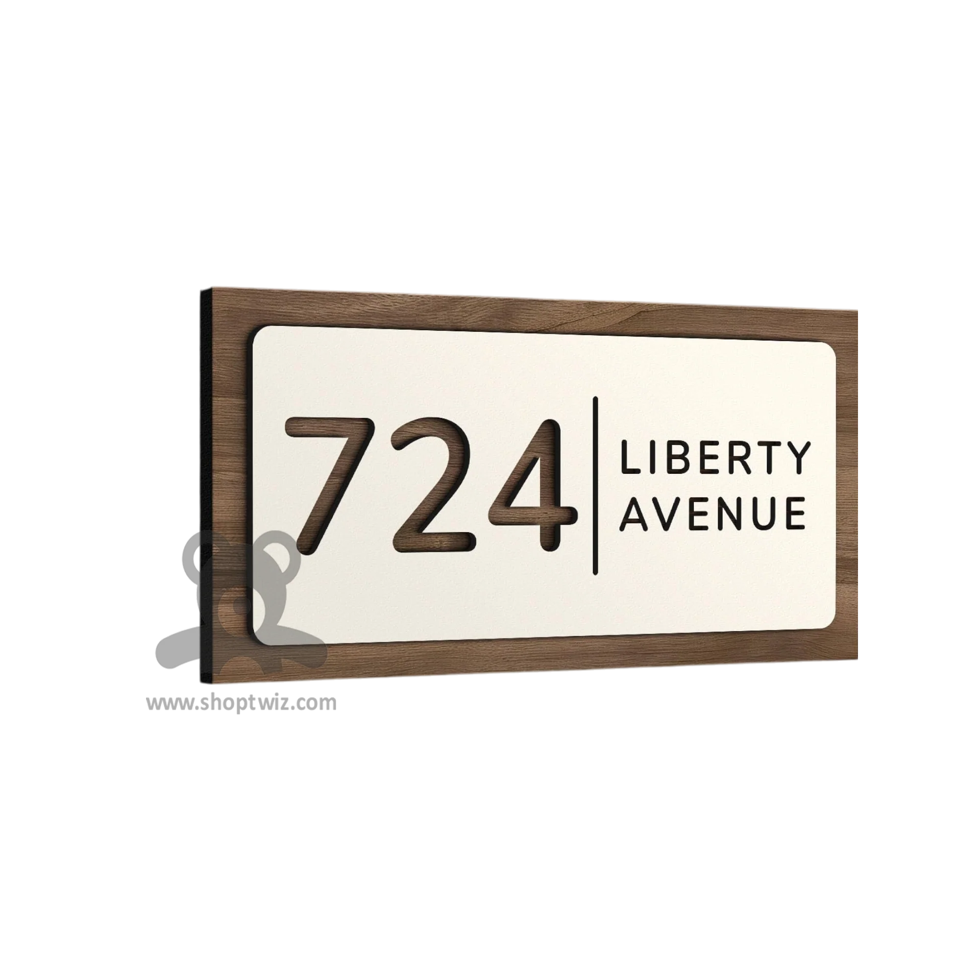 ShopTwiz Rectangle Wood White Acrylic Name Plate for House and Office