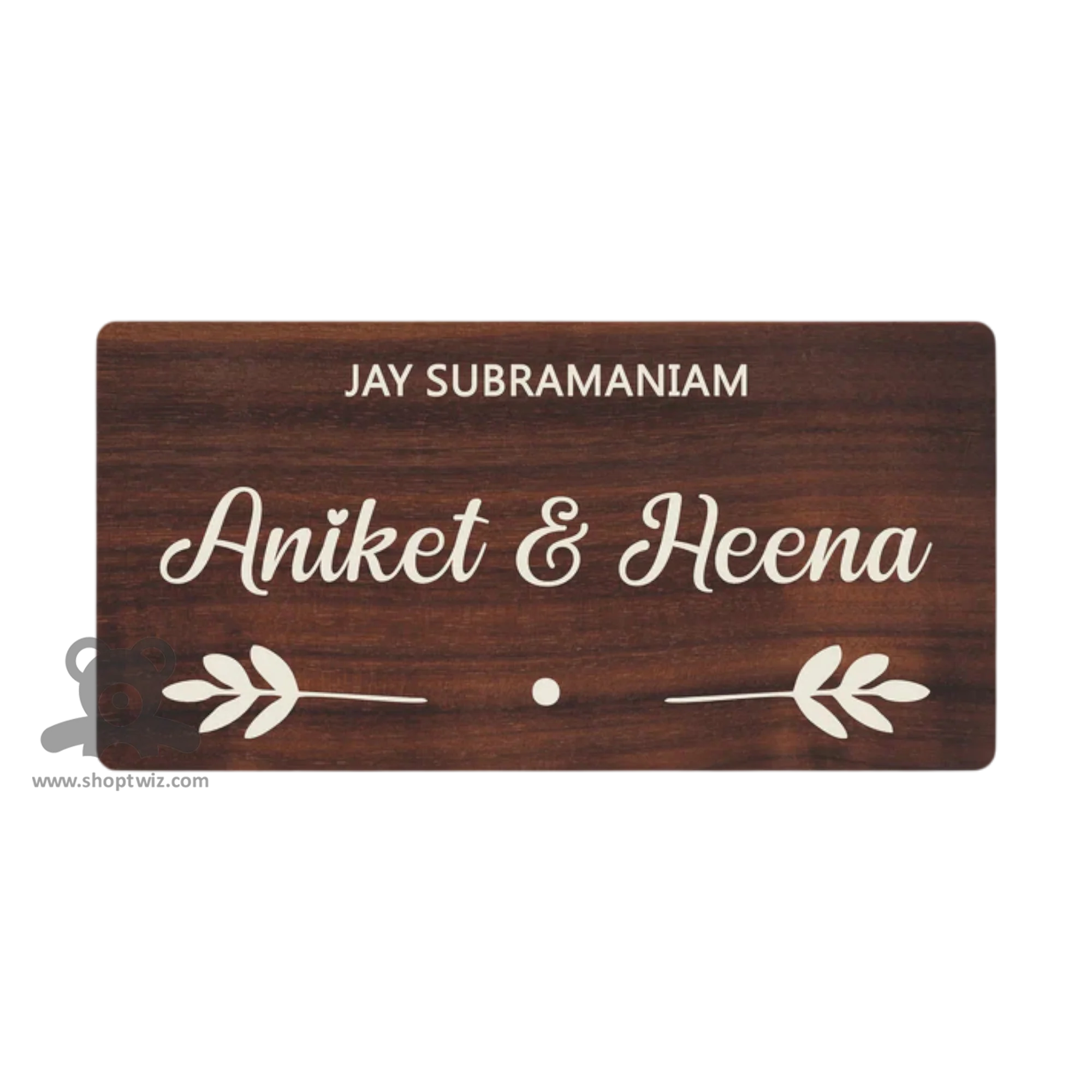 ShopTwiz Rectangle Wood White Design Letter Name Plate for House and Office - Image 2