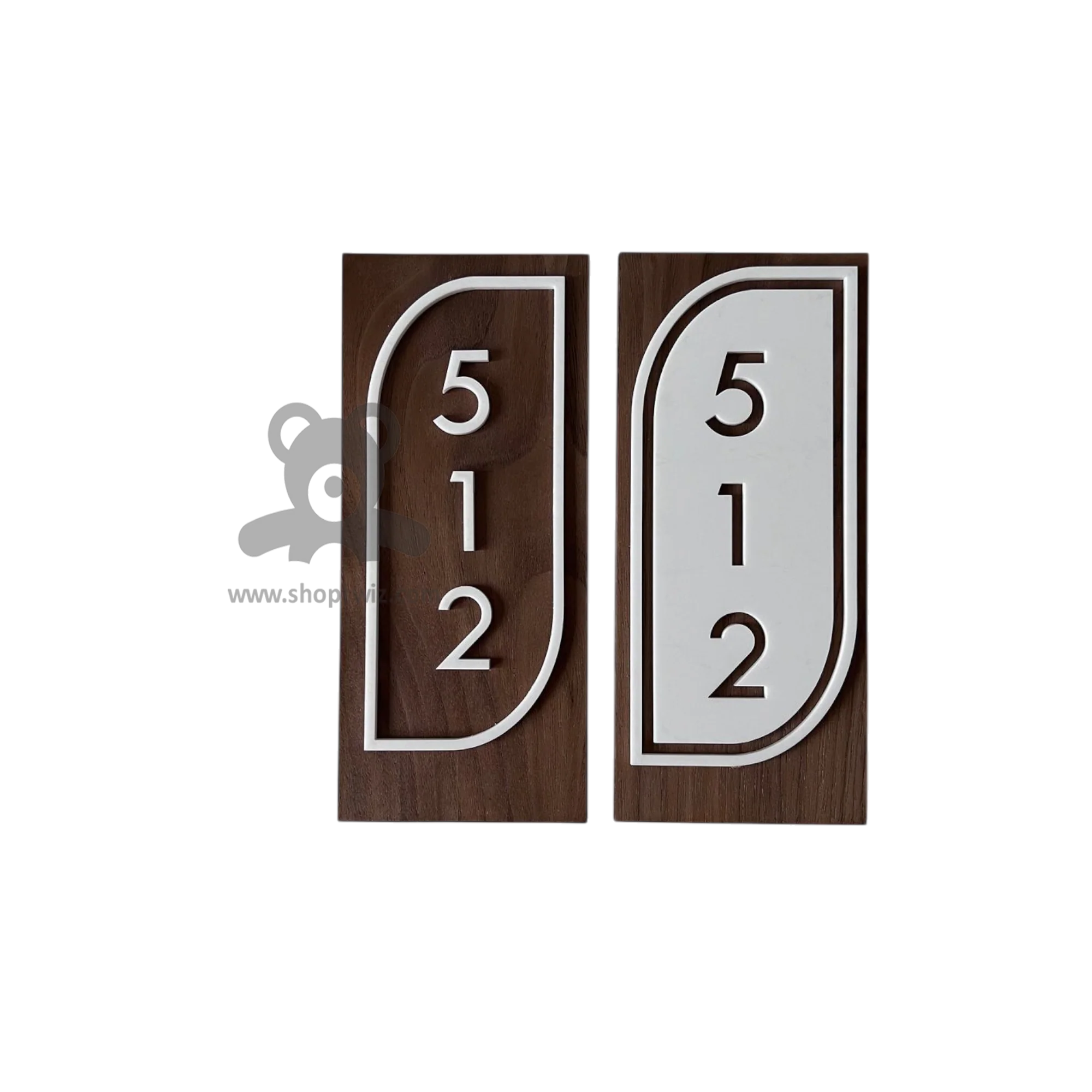 ShopTwiz Rectangle Wood White Letter Design Name Plate for House and Office