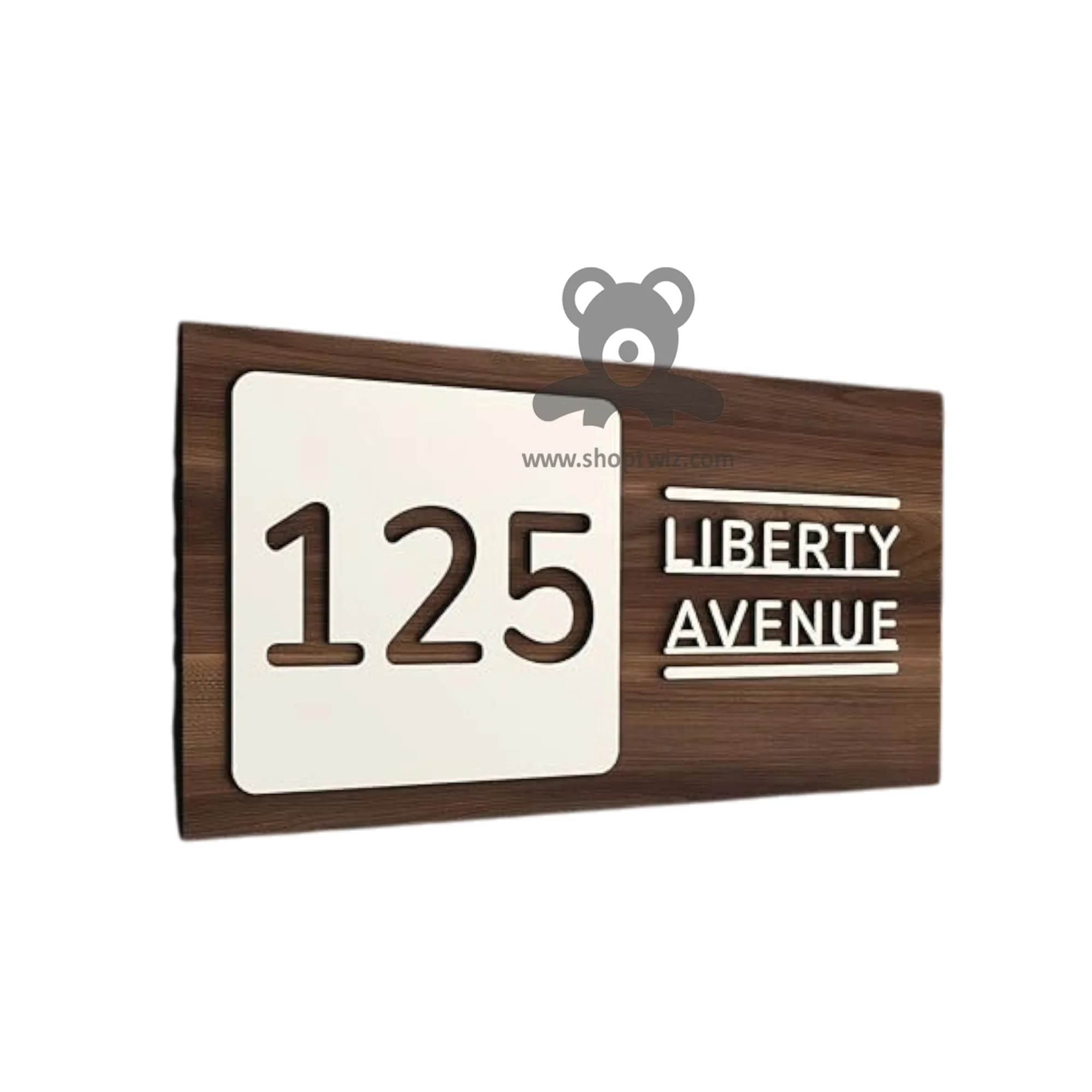 ShopTwiz Rectangle Wood White Letter Name Plate for House and Office - Image 2