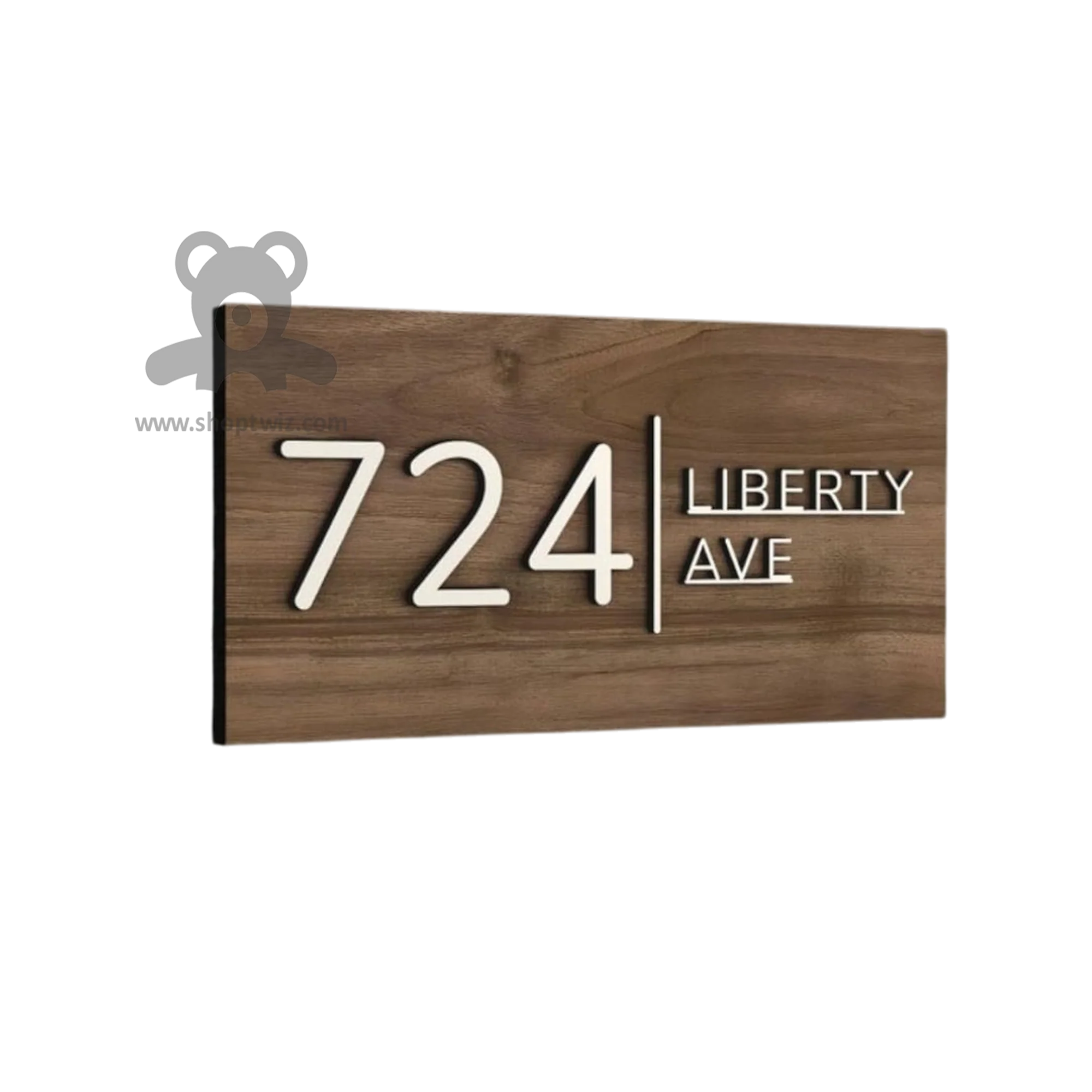 ShopTwiz Rectangle Wood with White Letter Name Plate for House and Office - Image 2