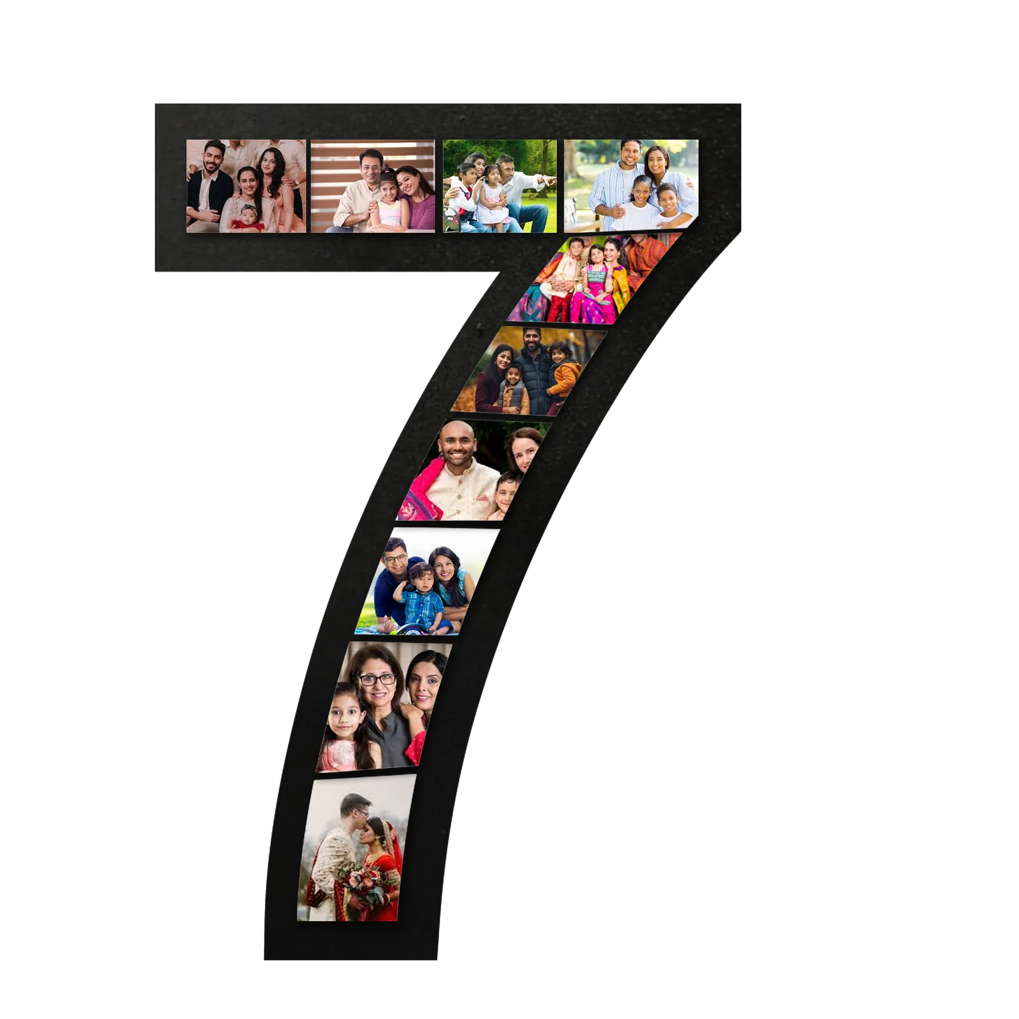 ShopTwiz Seven Number Collage Photo Frame with 10 photos ( Customizable )
