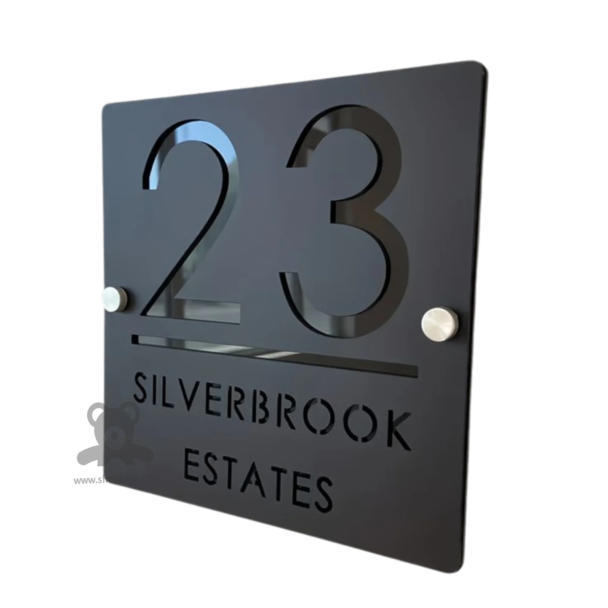 ShopTwiz Square Black Acrylic And Dark Black Letter Name Plate for House and Office - Image 2