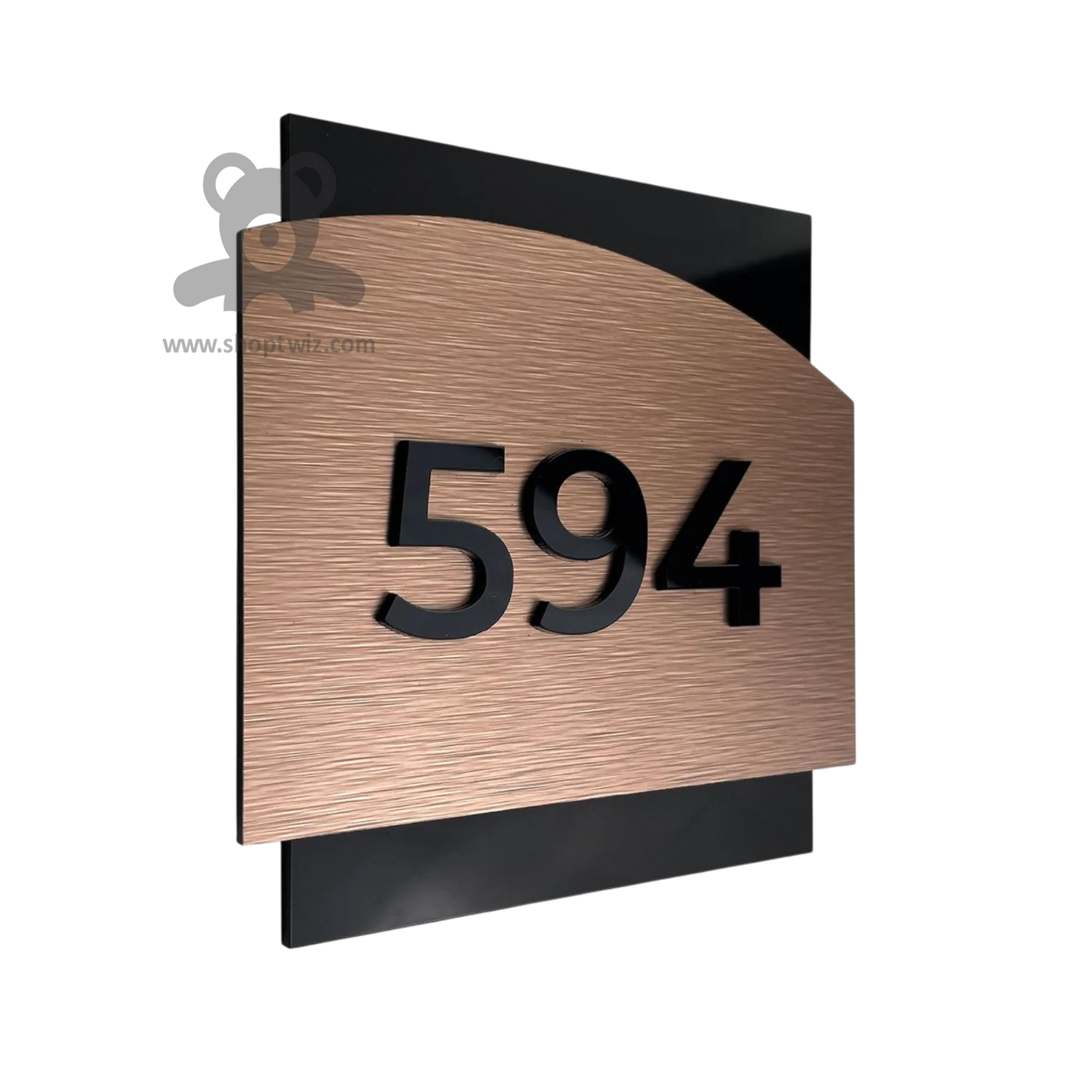 ShopTwiz Square Black Acrylic And Wood Black Letter Name Plate for House and Office - Image 2