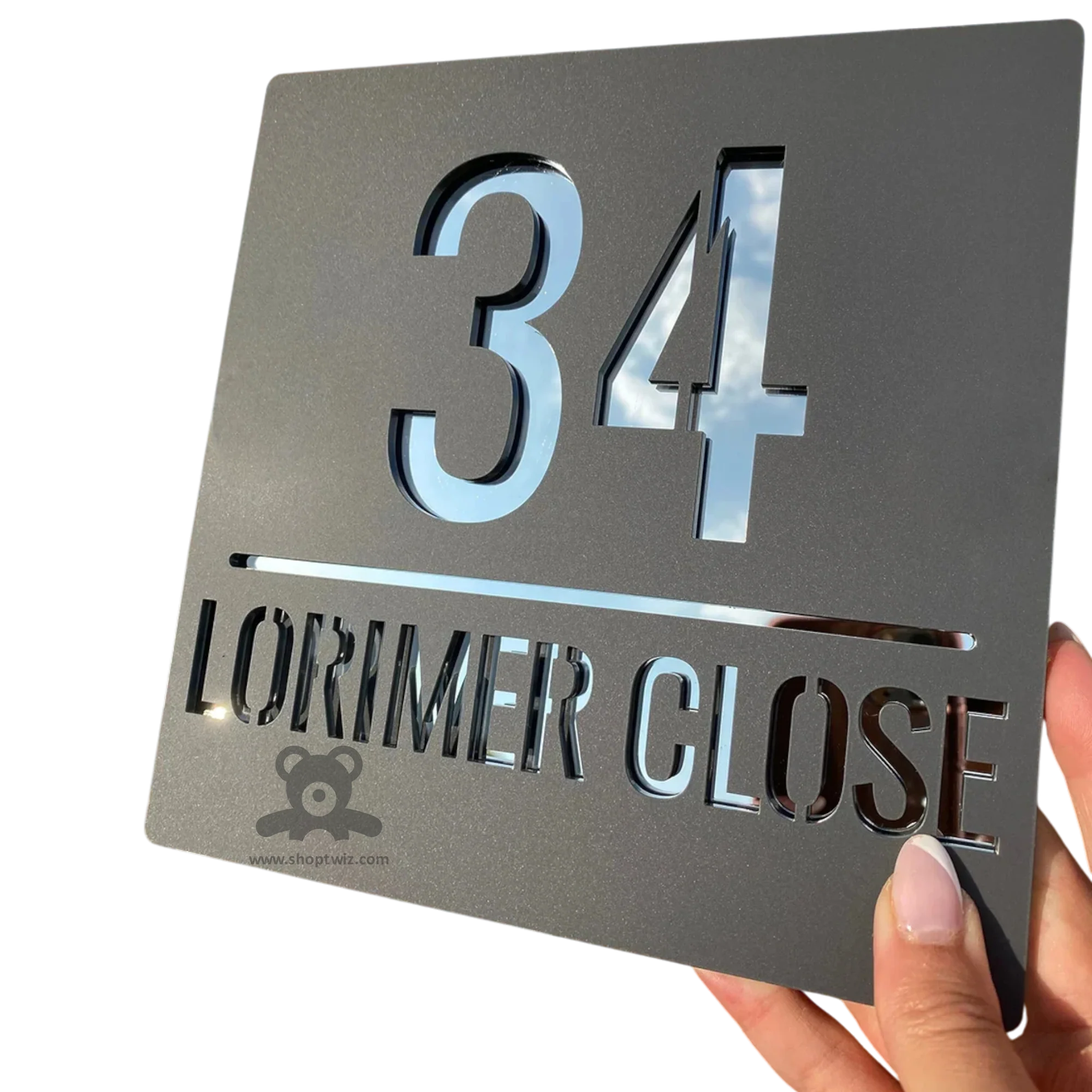 ShopTwiz Square Z Black with Transparent Letter Name Plate for House and Office