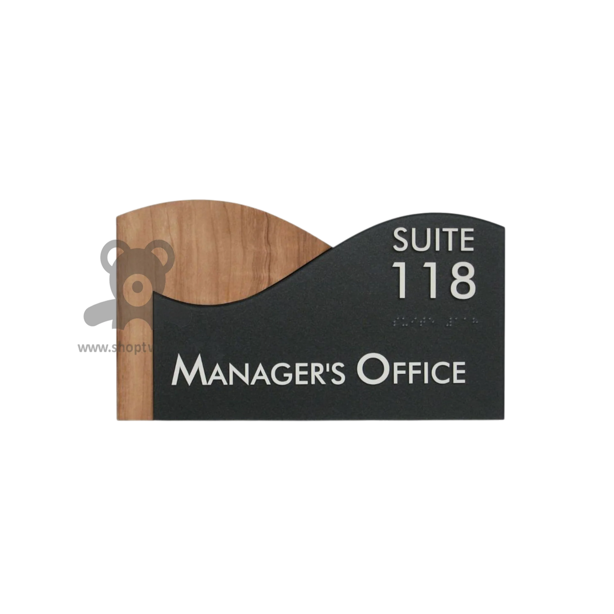 ShopTwiz Wood And Black Acrylic Design White Letter Name Plate for House and Office - Image 2