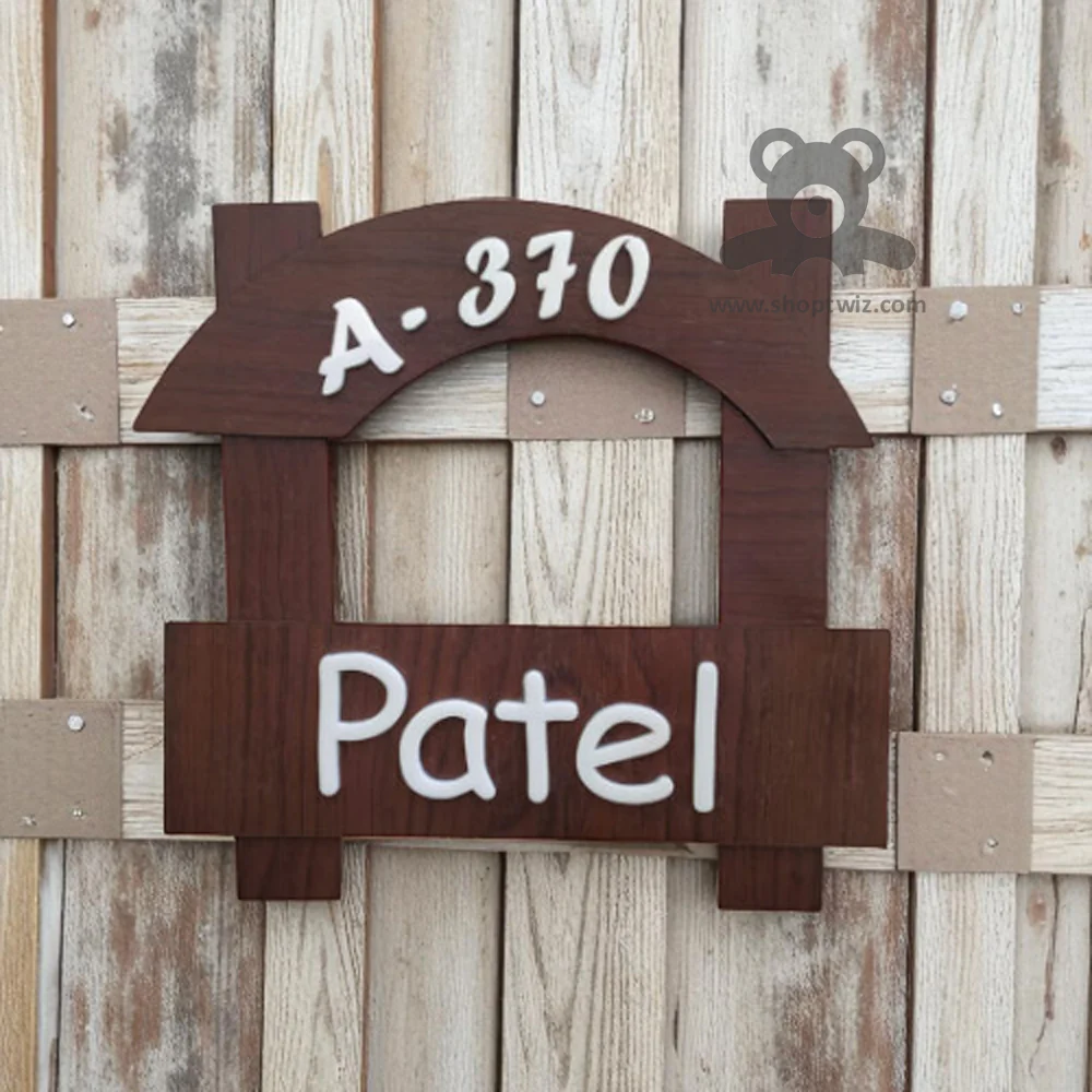 ShopTwiz Wood Stick White Letter Name Plate for House and Office