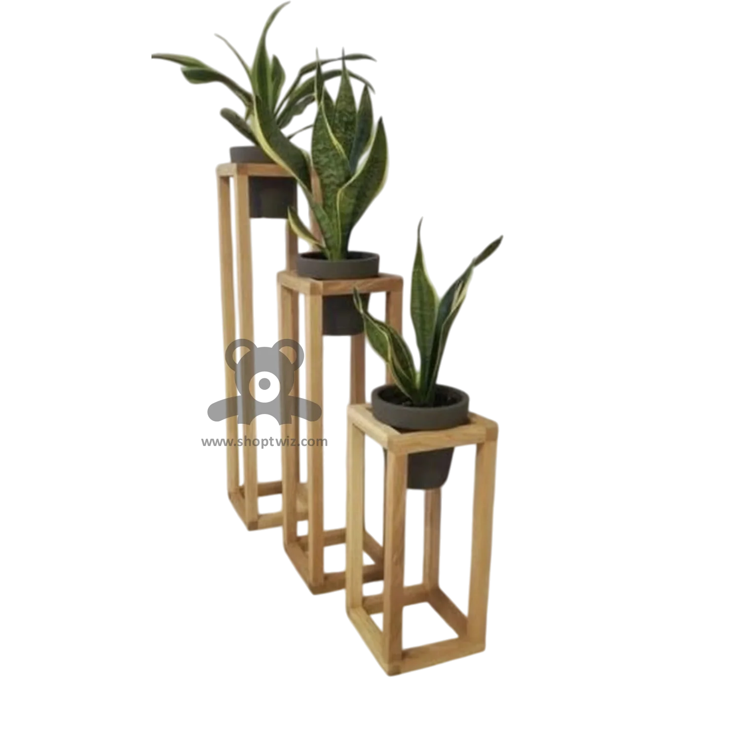 ShopTwiz Wooden 3-Pot Stand for Home Decoration - Image 2