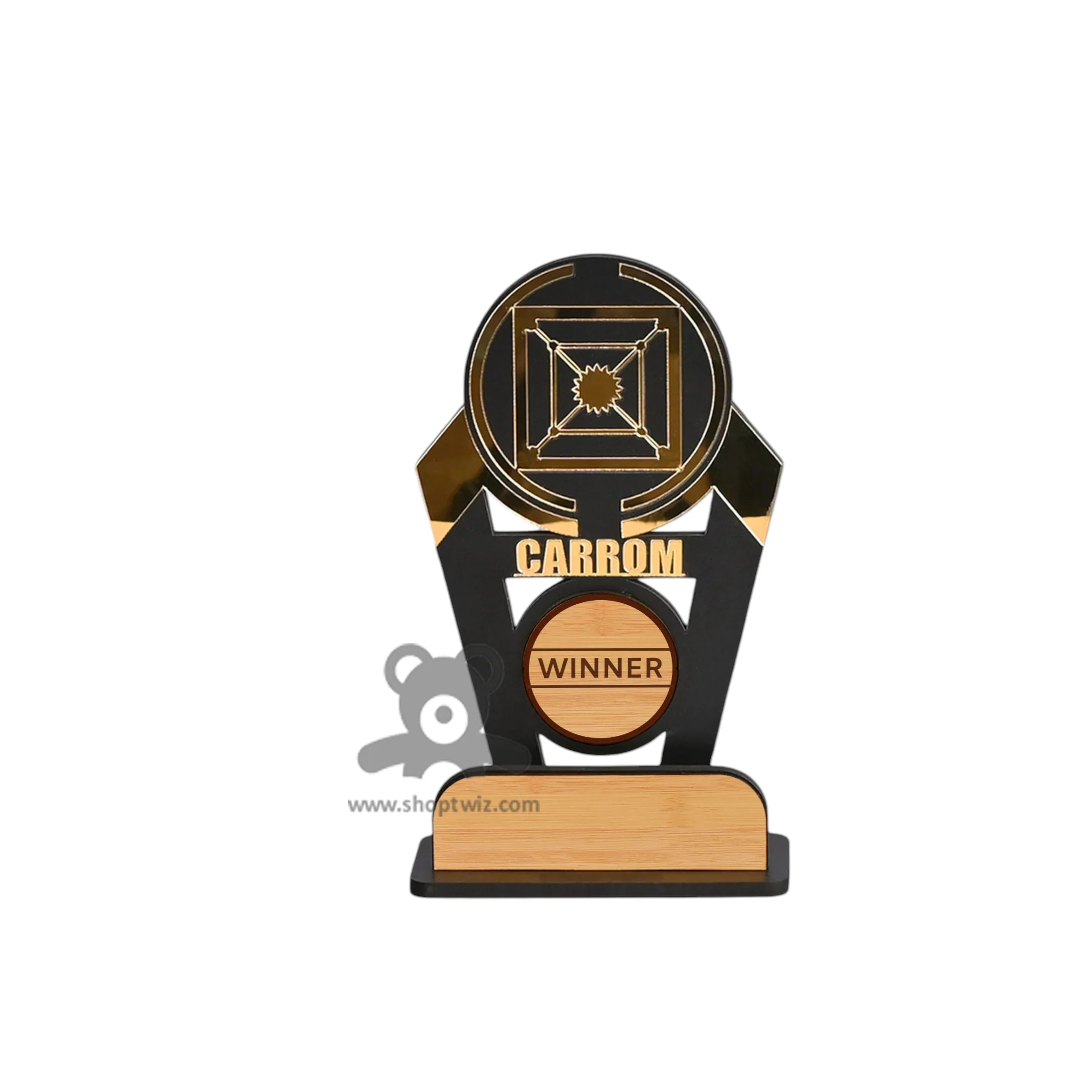 ShopTwiz Wooden Carrom Winner Trophy - Customized Sport & Corporate Award - Image 2