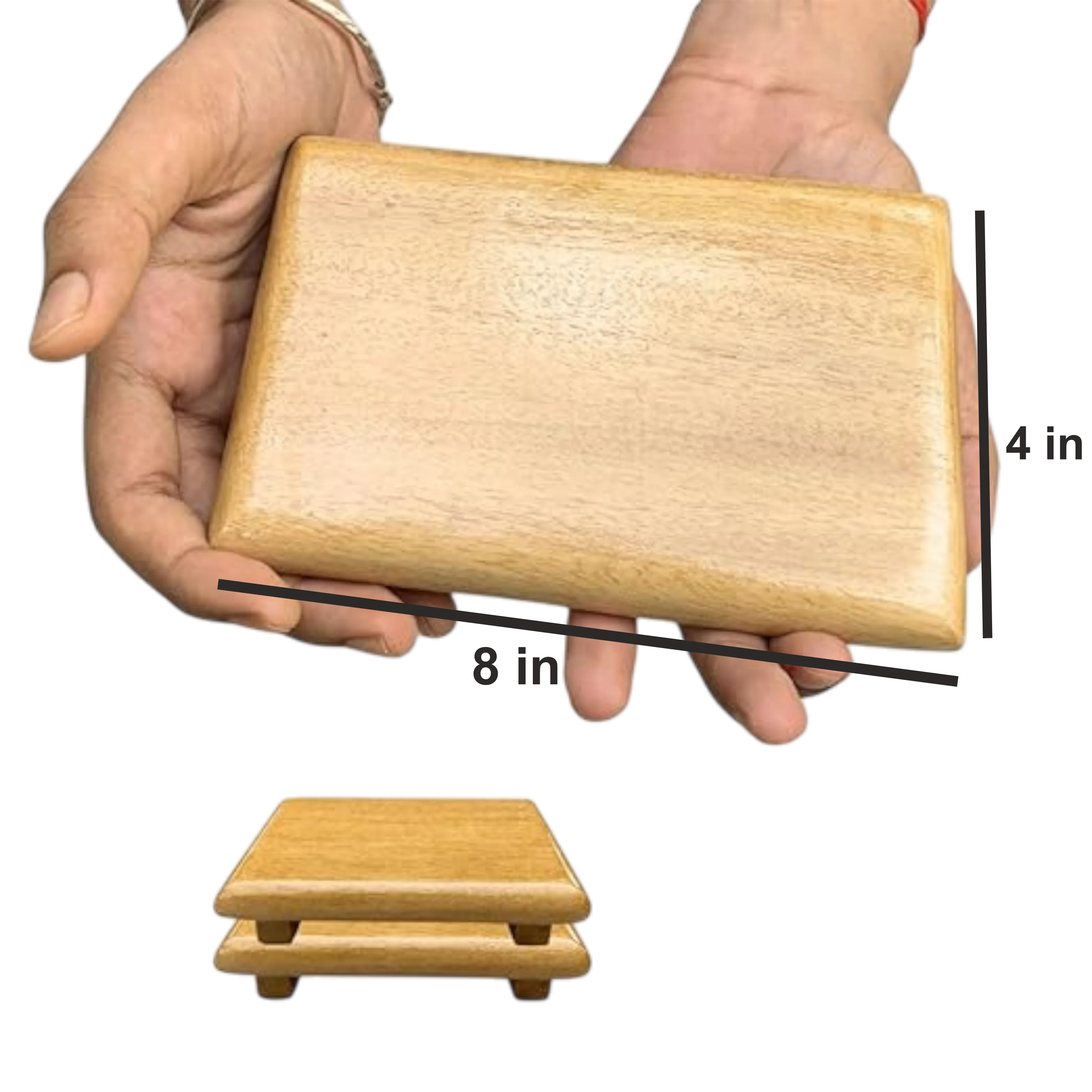 ShopTwiz Wooden Chowki for Puja Pack 2 Veri Small - Image 3