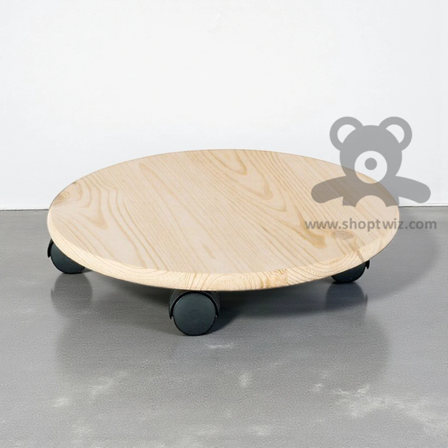 ShopTwiz Wooden Circle Rolling Plant Stand
