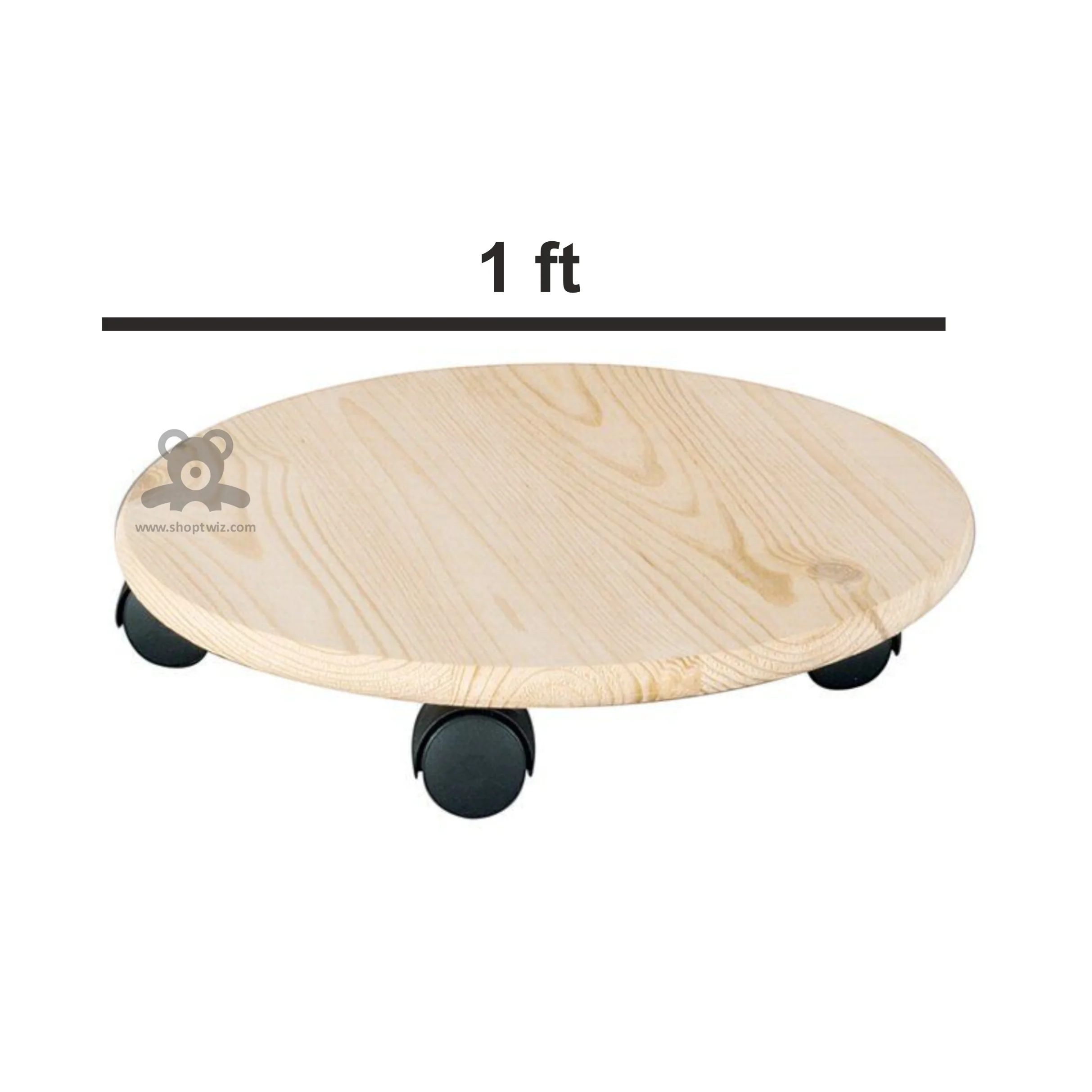 ShopTwiz Wooden Circle Rolling Plant Stand - Image 3