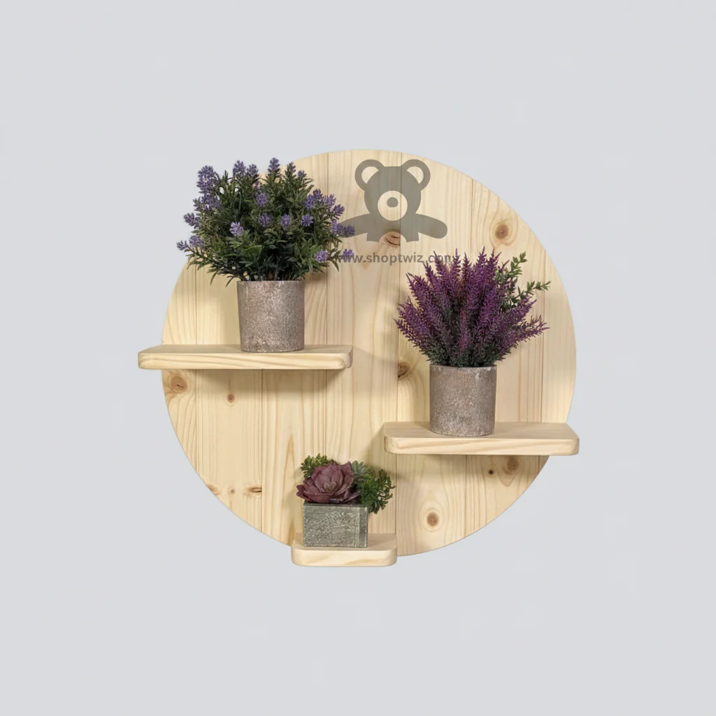 ShopTwiz Wooden Circle Wall Pot Stand - Image 2