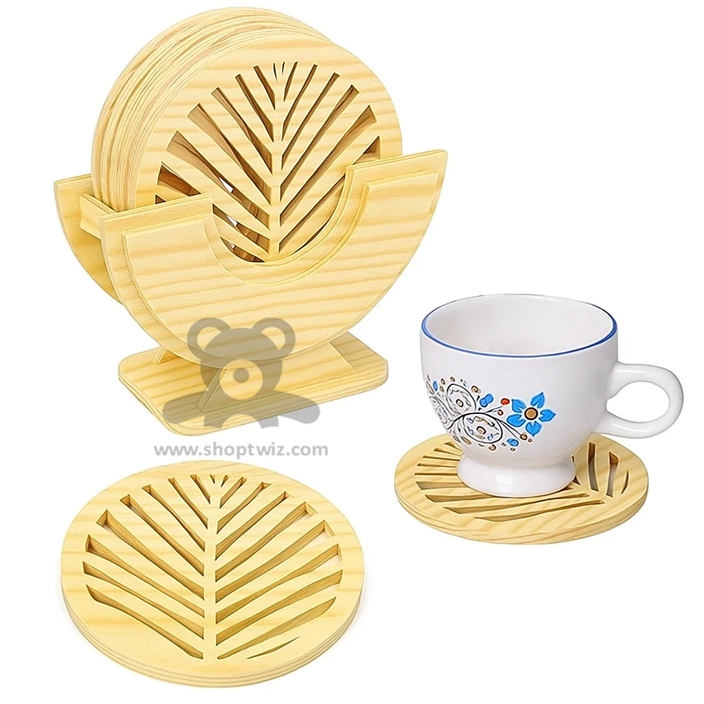 ShopTwiz Wooden Coaster Set (6 Pcs) for Office, Kitchen, Hotels - Image 2