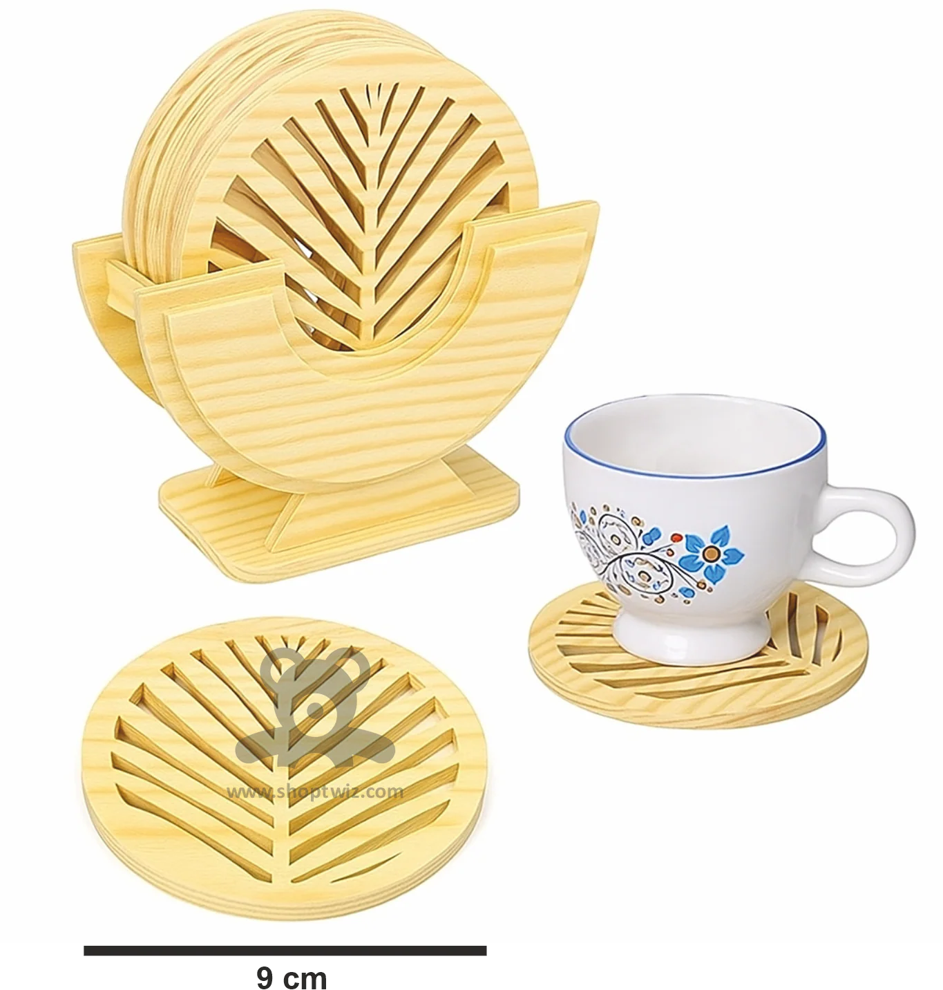 ShopTwiz Wooden Coaster Set (6 Pcs) for Office, Kitchen, Hotels - Image 3
