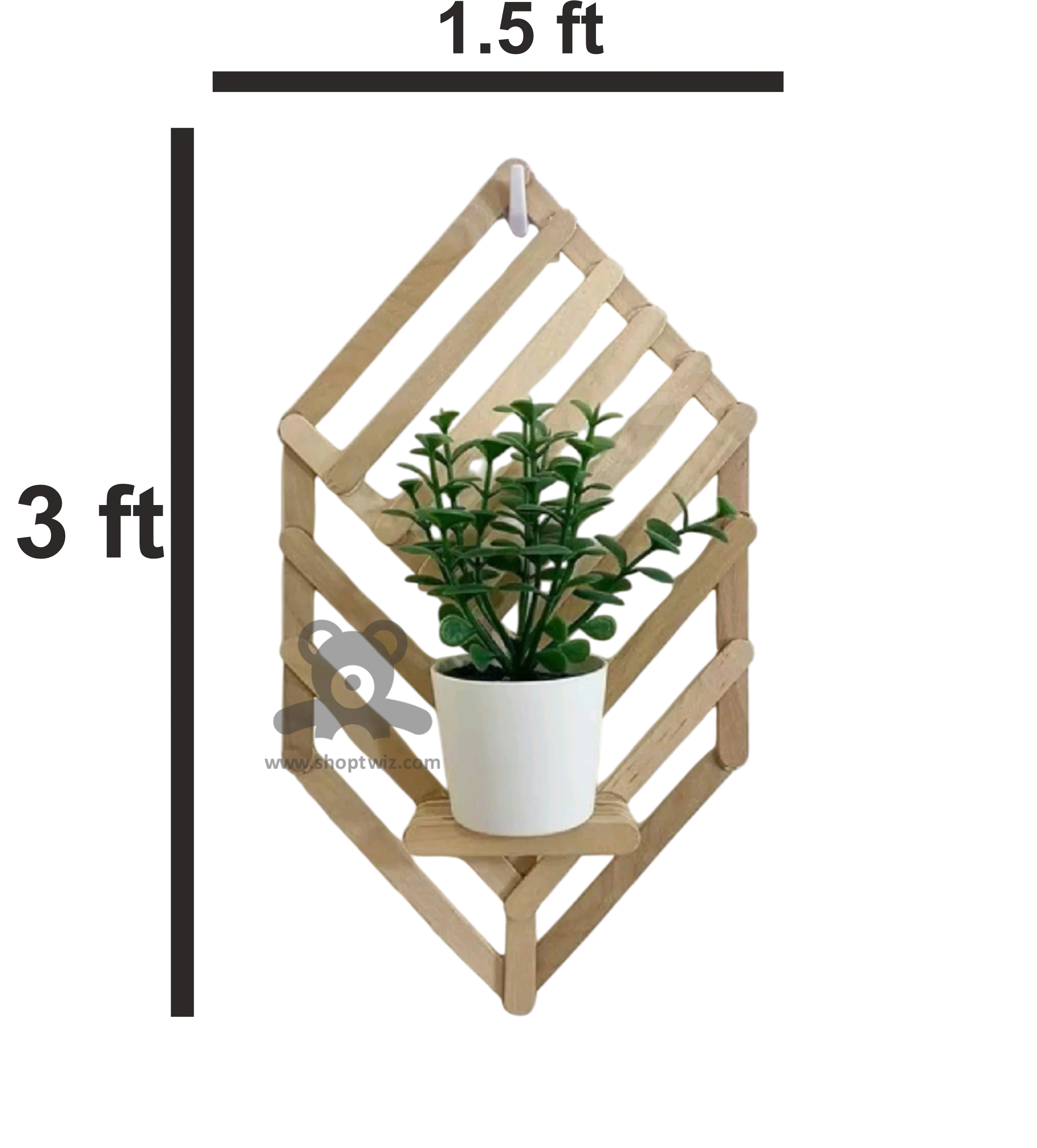 ShopTwiz Wooden Decorative Wall Pot Stand - Image 3