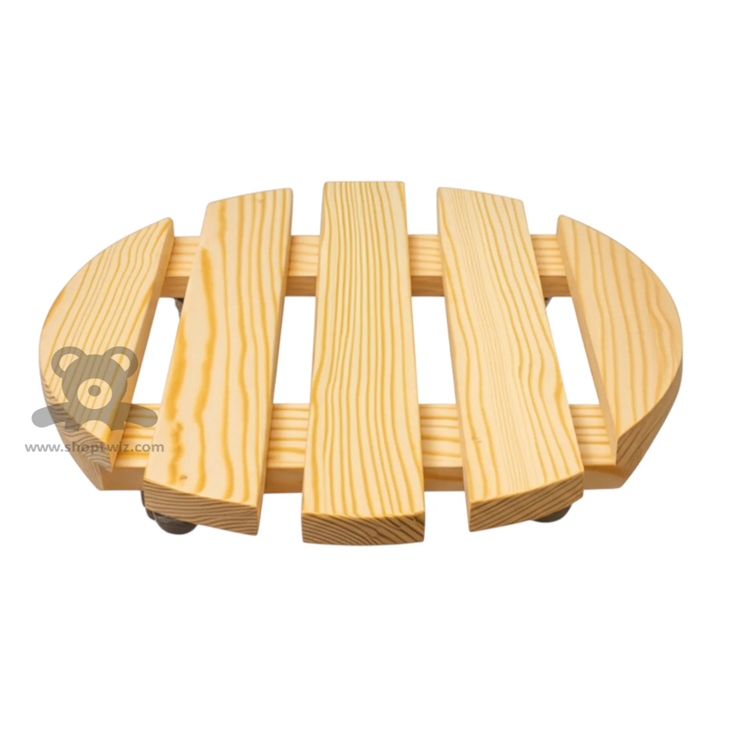 ShopTwiz Wooden Flower Pot Stand with Wheel (Round) - Image 2