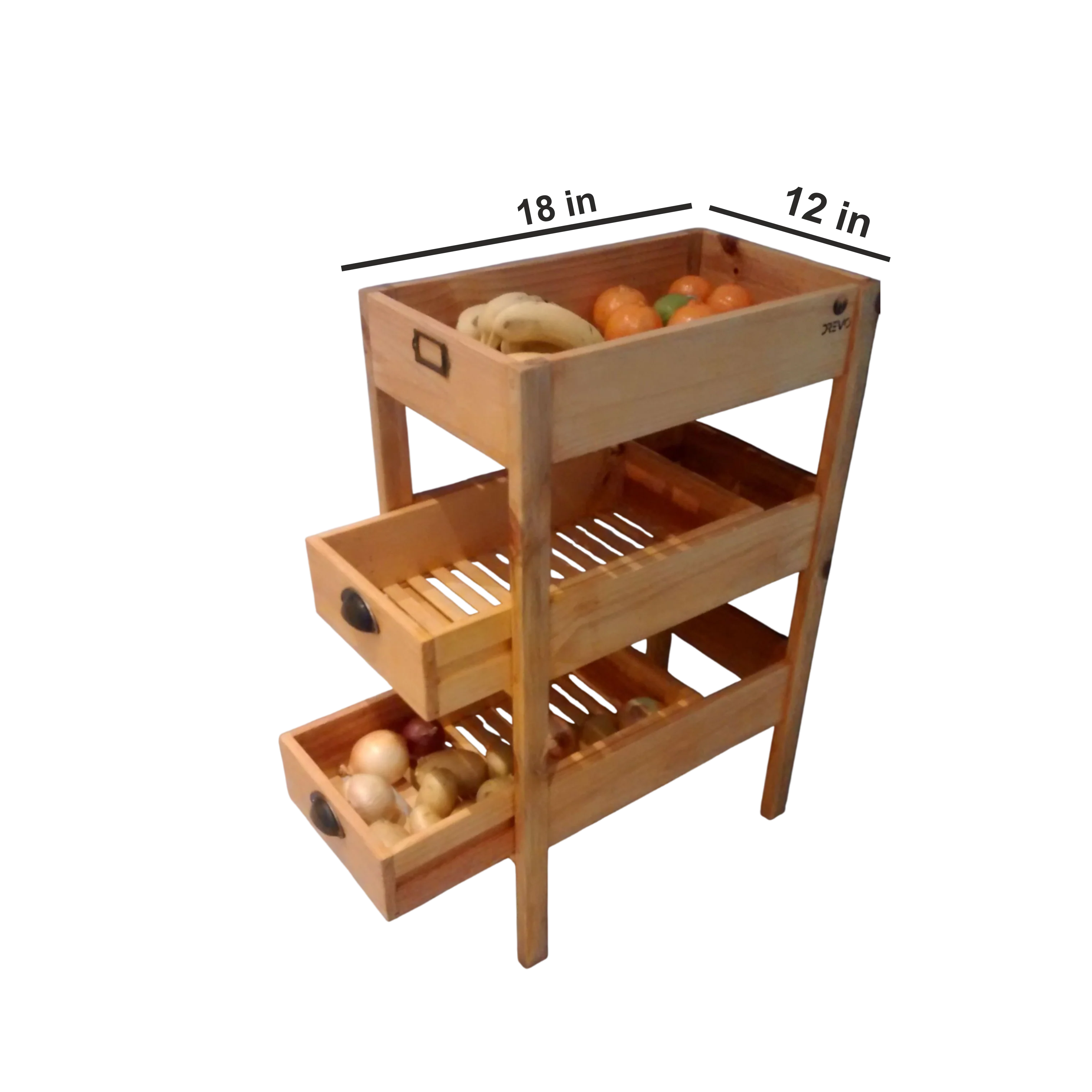 ShopTwiz Wooden Fruit Storage Tray with 3 Boxes - Image 3