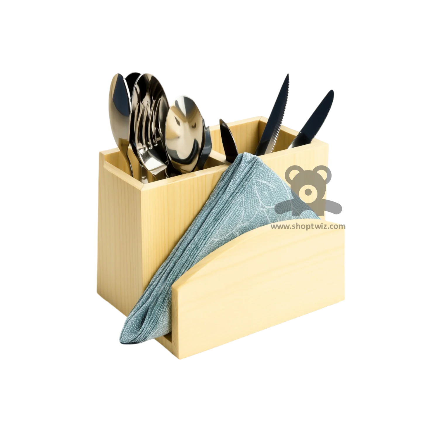 ShopTwiz Wooden Knife and Spoon Stand for Dining Table and Kitchen - Image 2
