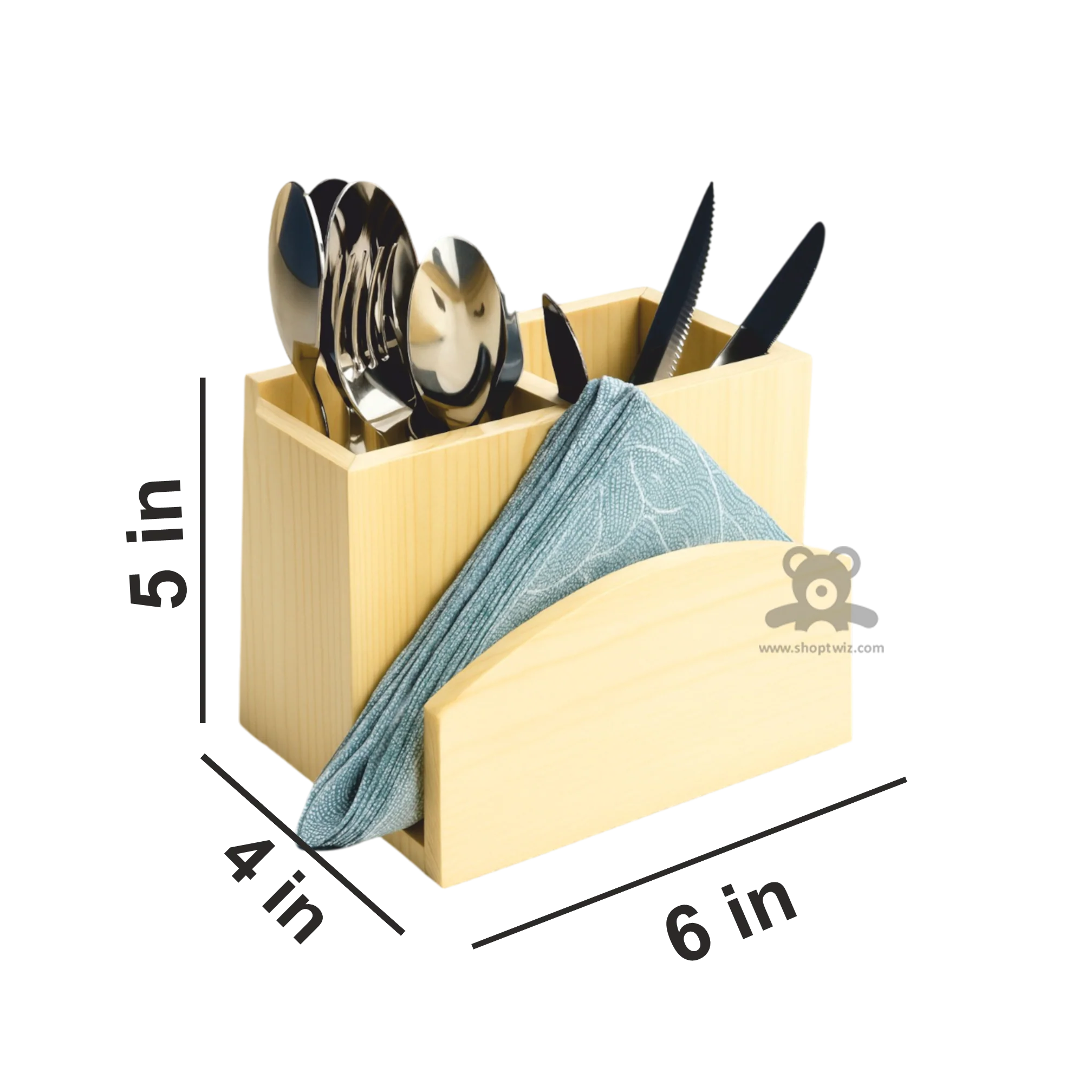 ShopTwiz Wooden Knife and Spoon Stand for Dining Table and Kitchen - Image 3