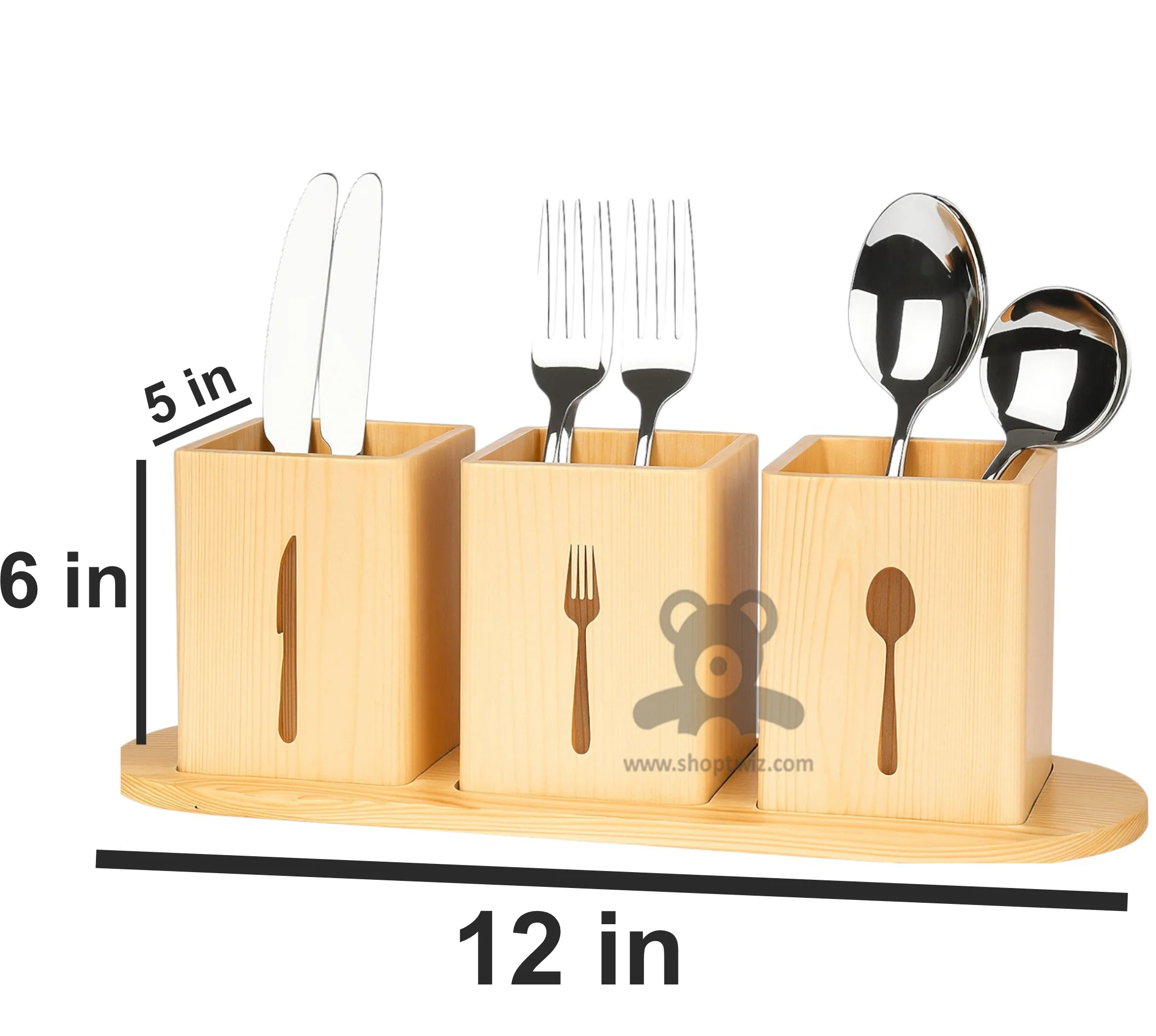 ShopTwiz Wooden Knife and Spoon Stand for Kitchen - Image 3