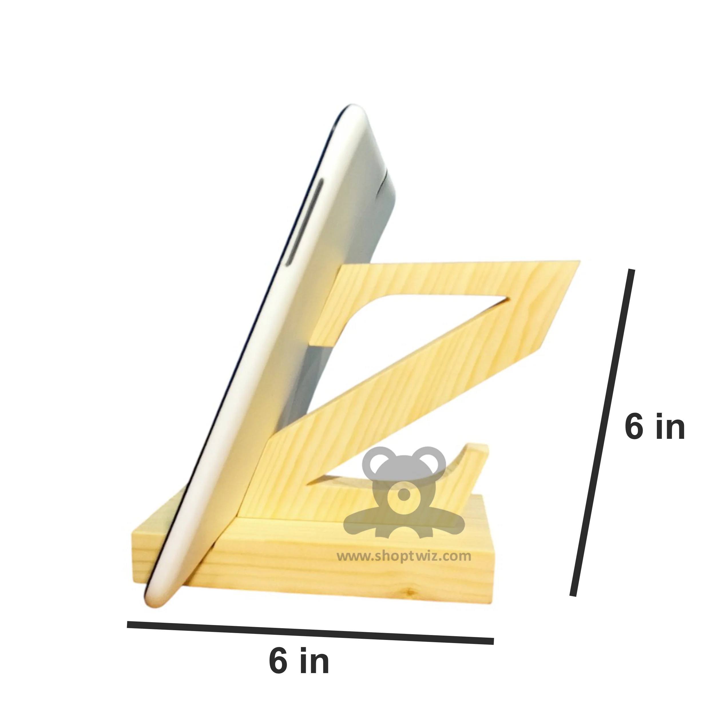 ShopTwiz Wooden Mobile Stand Z-Letter Design - Image 3