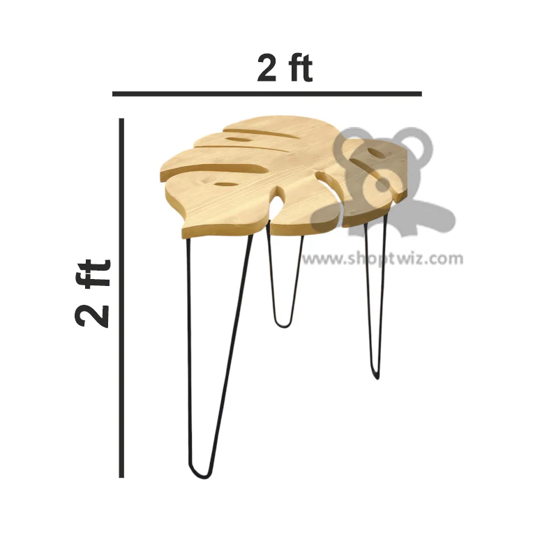 ShopTwiz Wooden Monstera Leaf Table Stand - Image 3