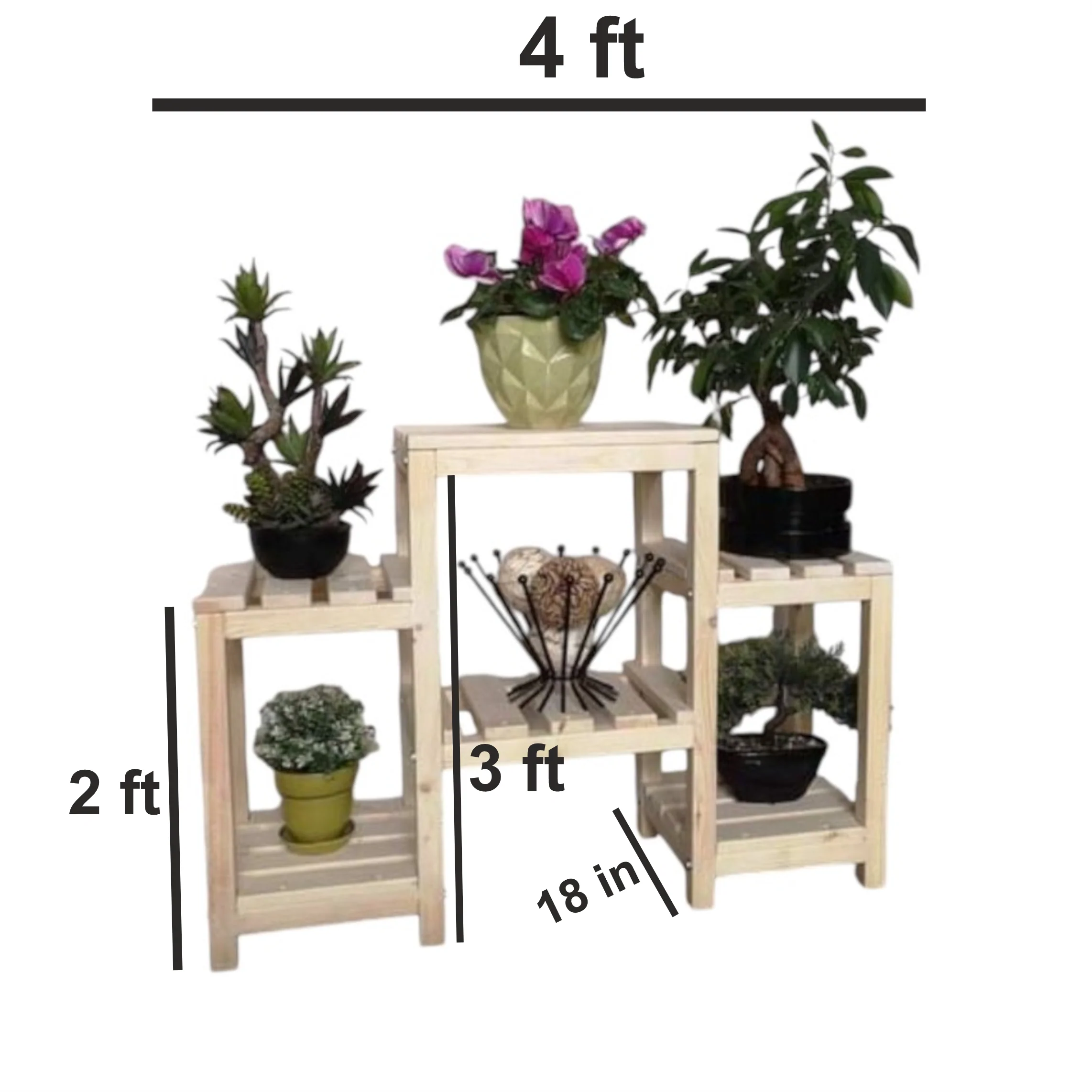 ShopTwiz Wooden Three-Joint Pot Stand - Image 3