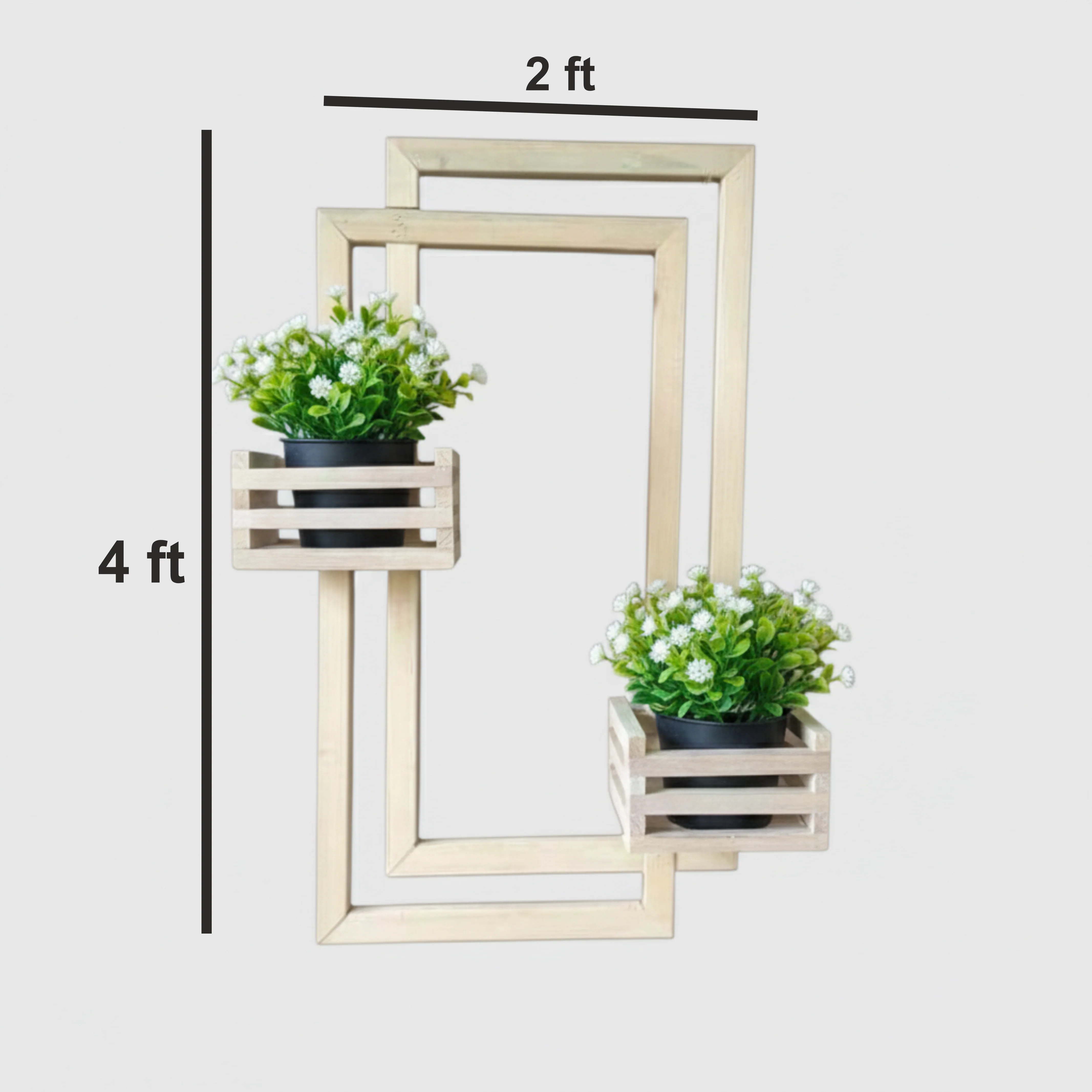 ShopTwiz Wooden Rectangle Design Pot Stand - Image 3