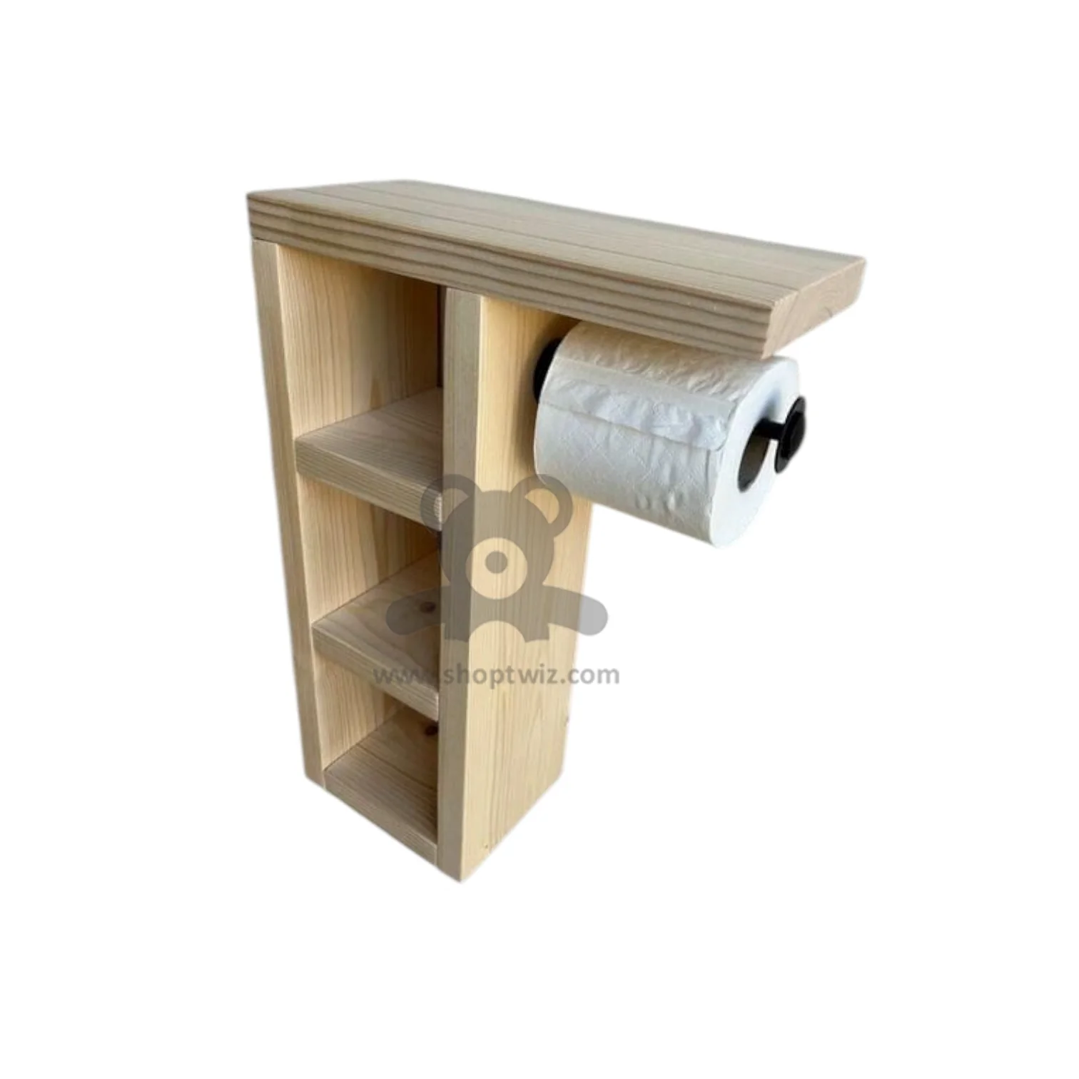 ShopTwiz Wooden Rectangle Toilet Paper Holder - Image 2