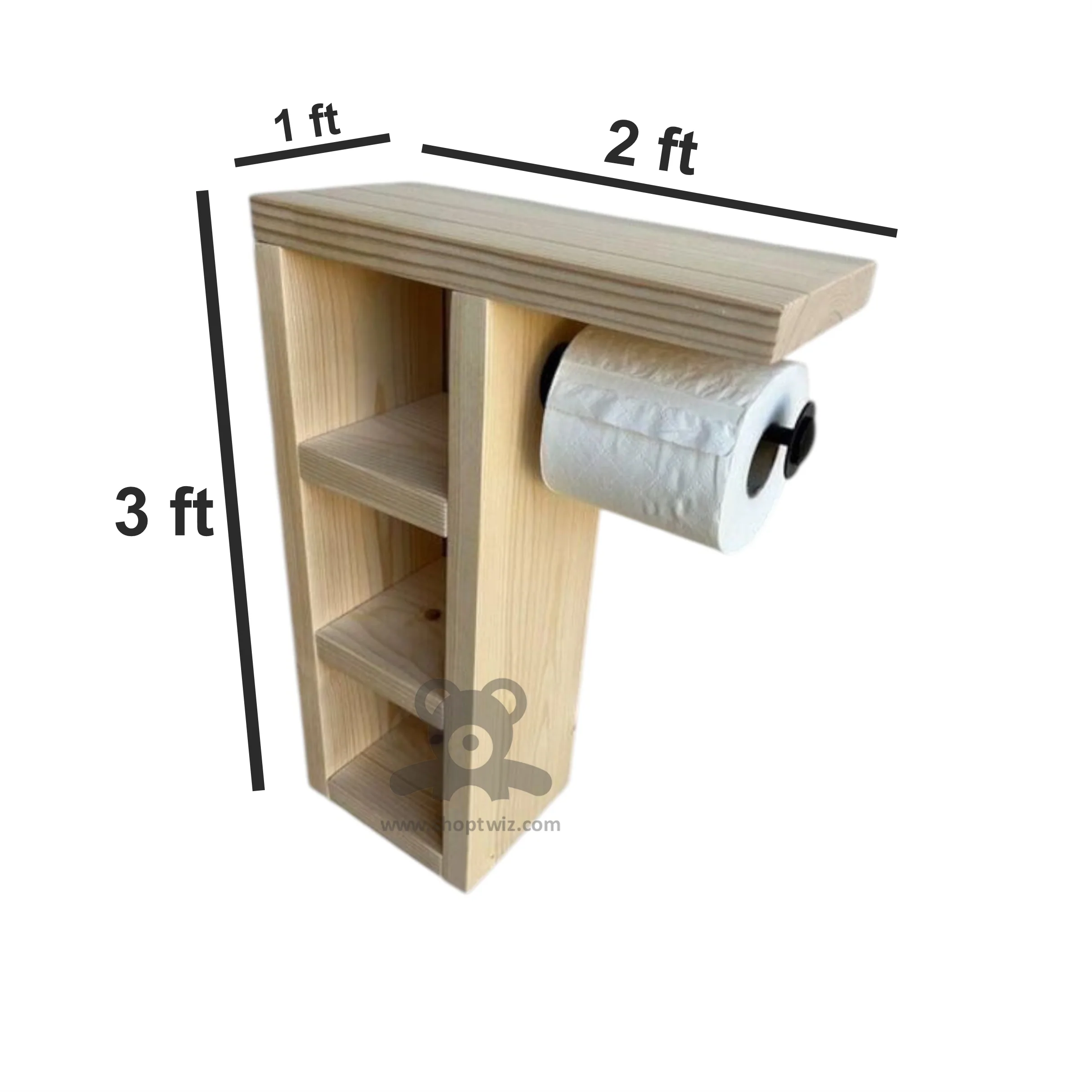 ShopTwiz Wooden Rectangle Toilet Paper Holder - Image 3