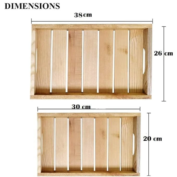 ShopTwiz Wooden Serving Tray Set of 2 Large Serving Tray with Handles Pine Wood Tray Multipurpose Serving Tray Food Tray Wooden Tray Large Tray & Medium Tray for Coffee(38L x 25W x 3H Centimeters) - Image 5