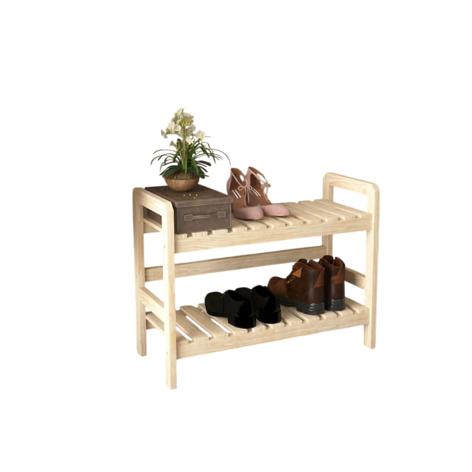 ShopTwiz Wooden Shoe and Pot Stand - Image 2
