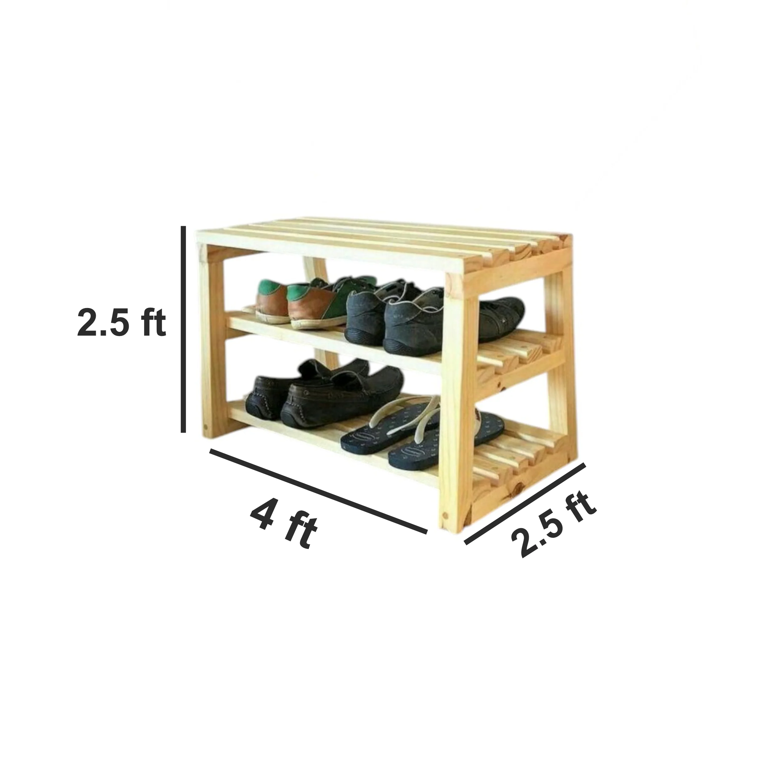 ShopTwiz Wooden Shoe and Slipper Stand - Image 3
