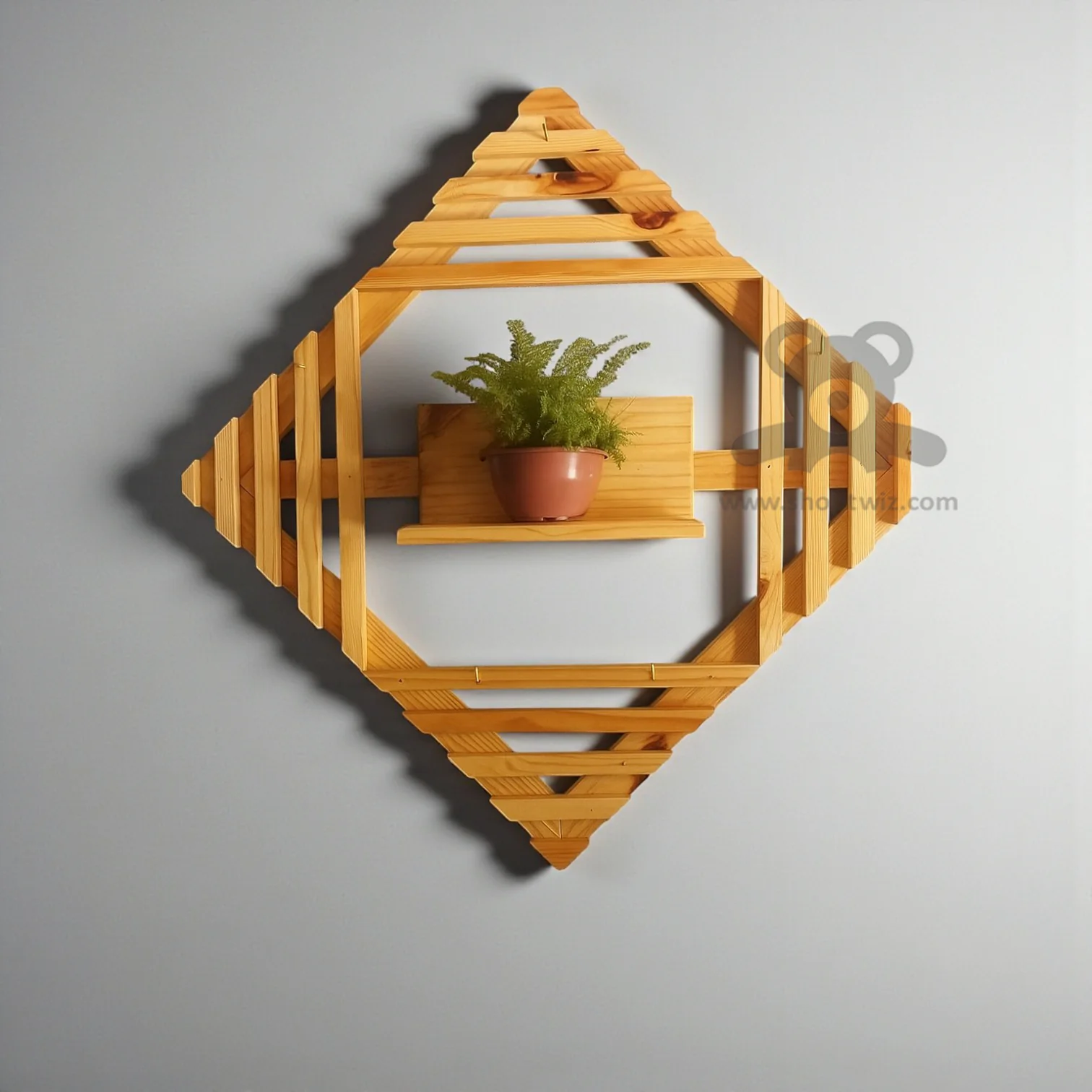 ShopTwiz Wooden Square Design Wall Pot Stand