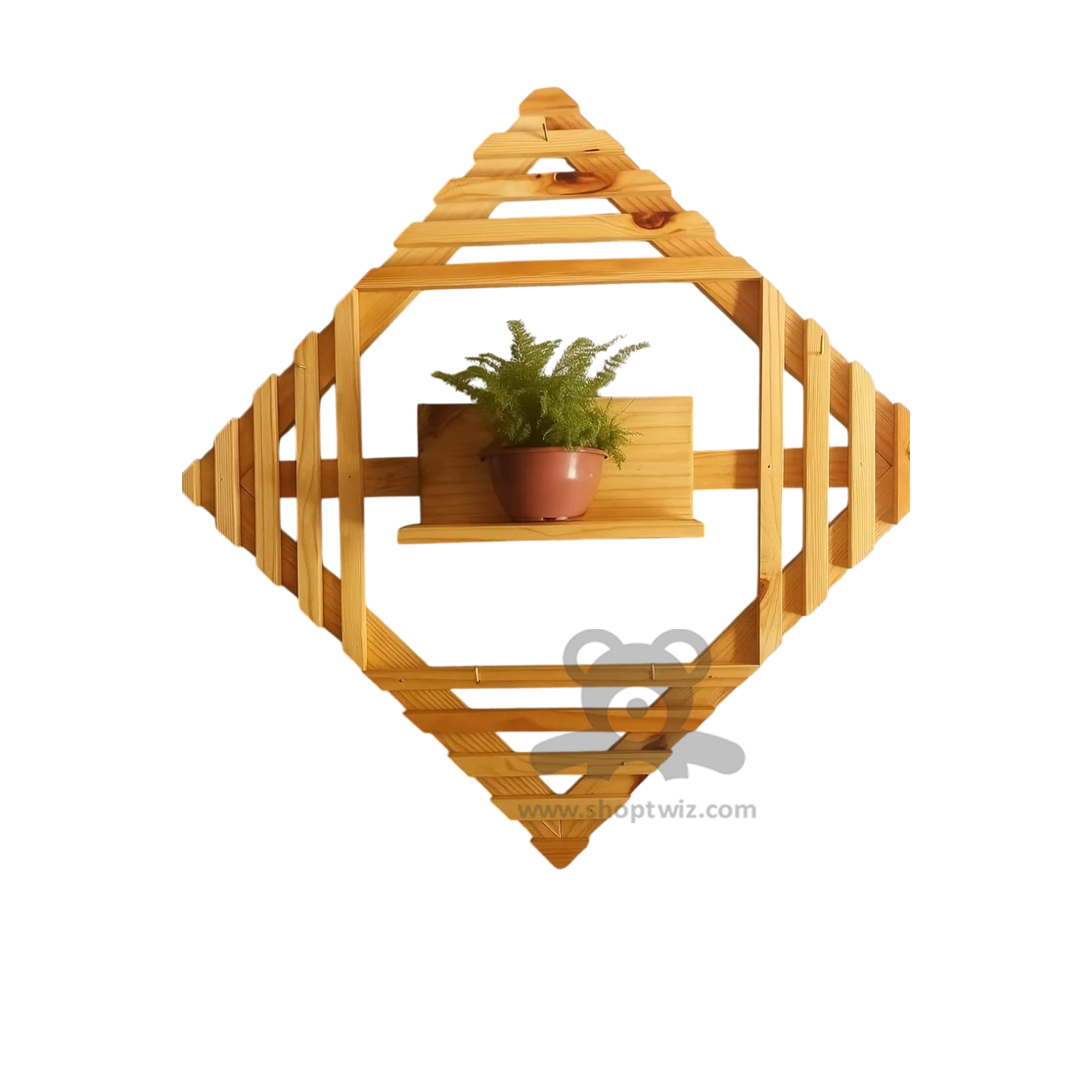 ShopTwiz Wooden Square Design Wall Pot Stand - Image 2
