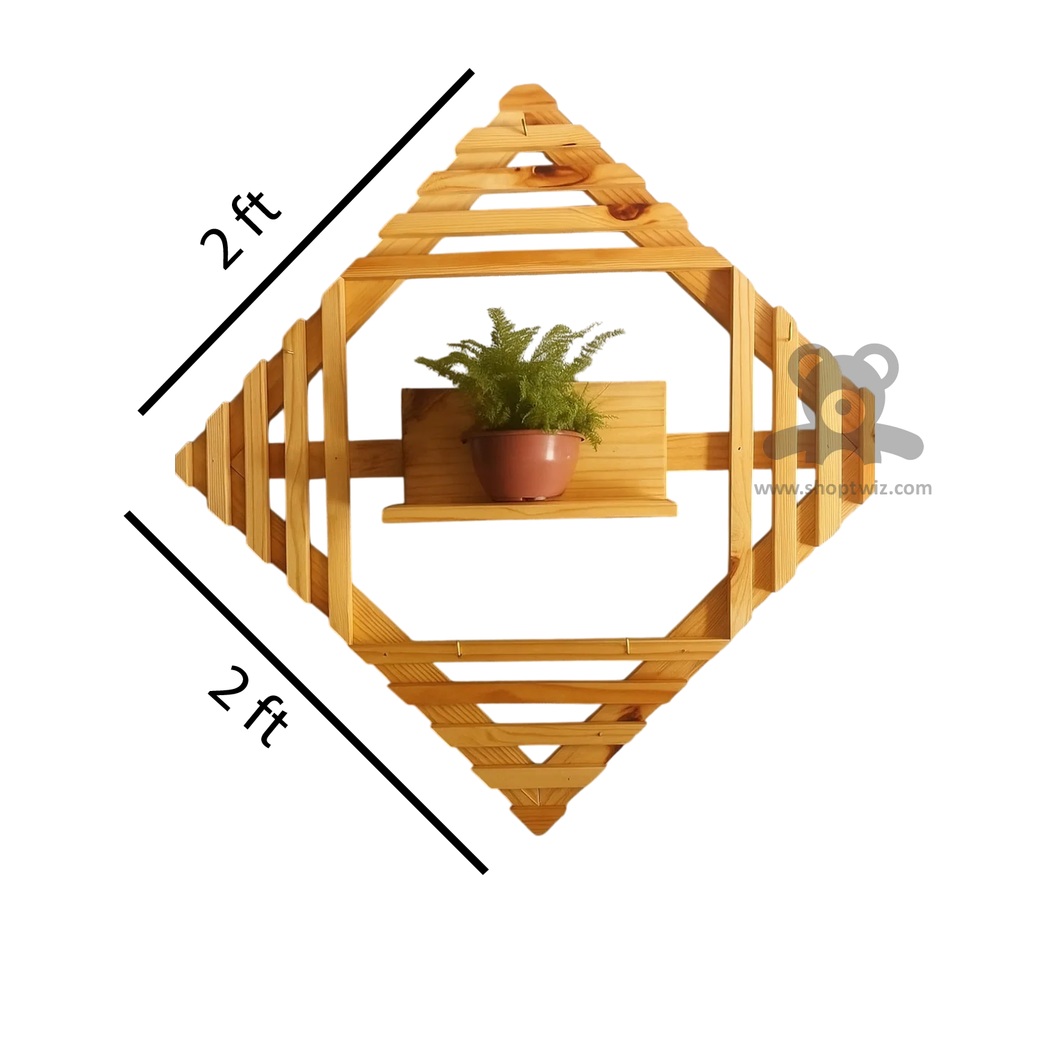 ShopTwiz Wooden Square Design Wall Pot Stand - Image 3