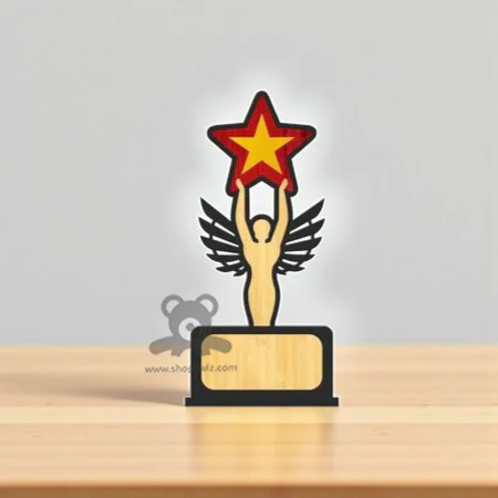 ShopTwiz Wooden Star Trophy – Custom Corporate Gift & Appreciation Plaque