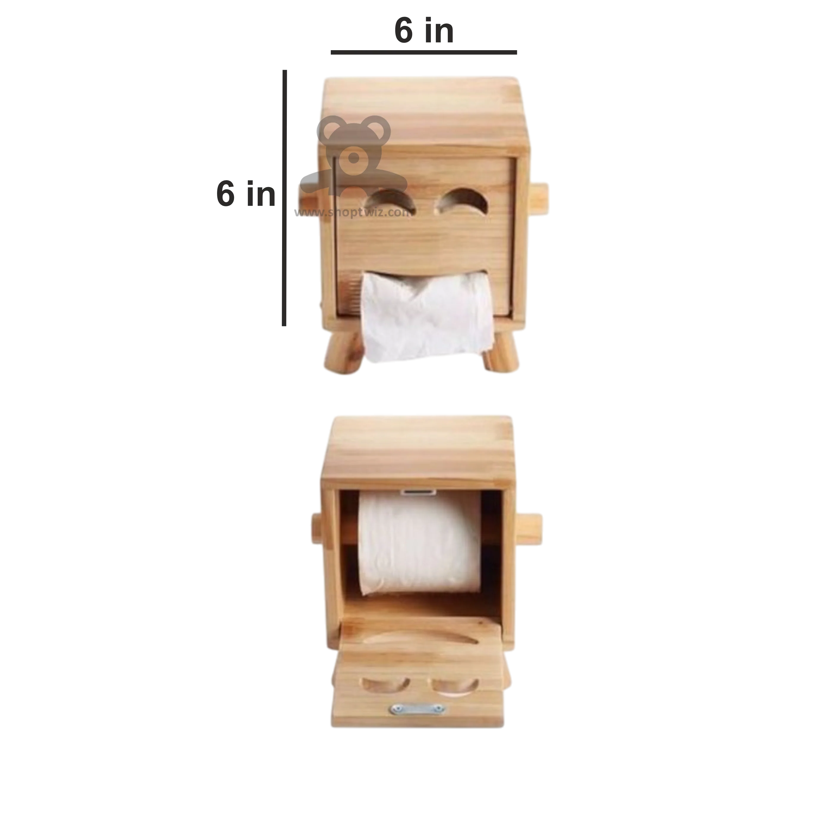 ShopTwiz Wooden Tissue Paper Holder for Bathroom - Image 3