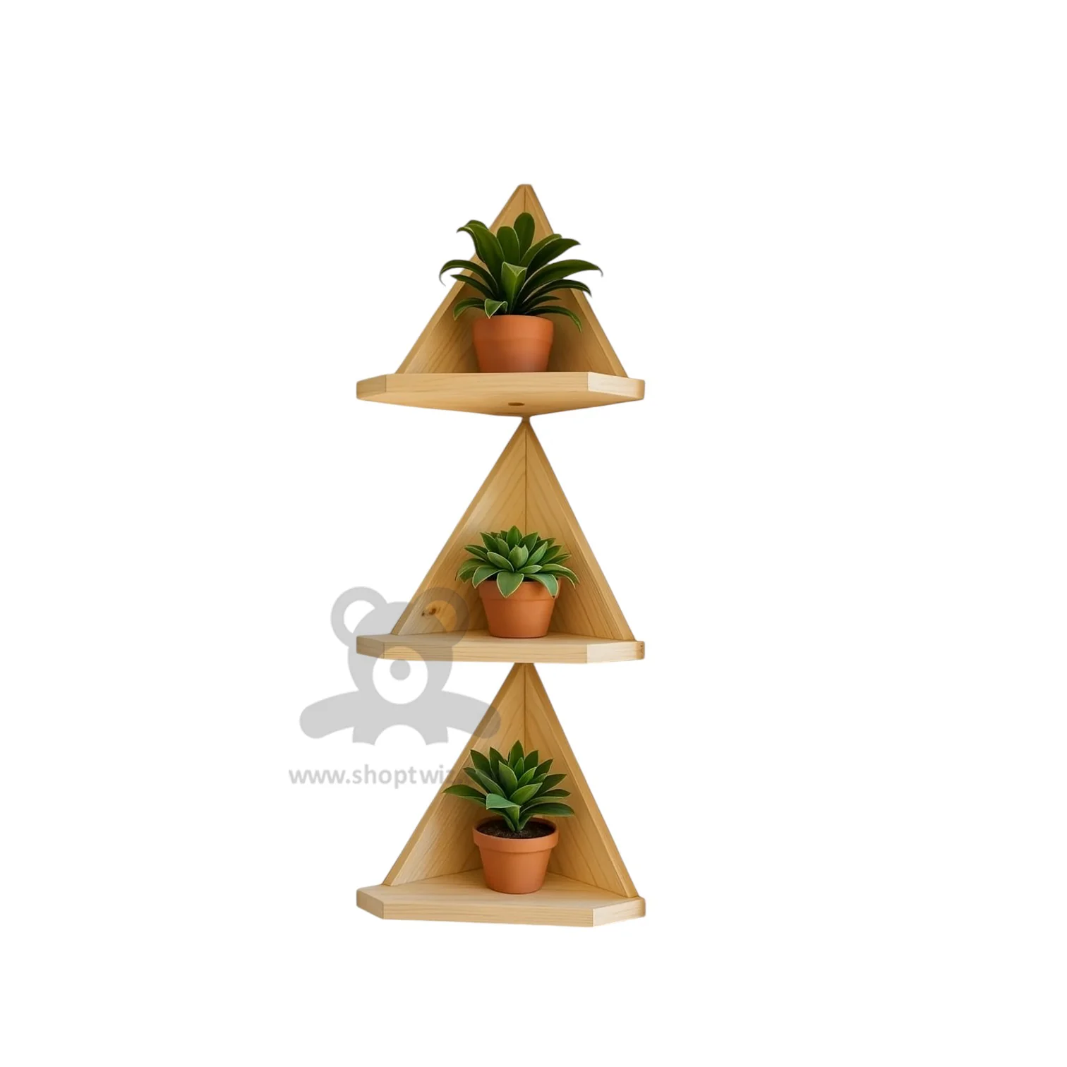 ShopTwiz Wooden Triangle Pot Stand Design - Image 2
